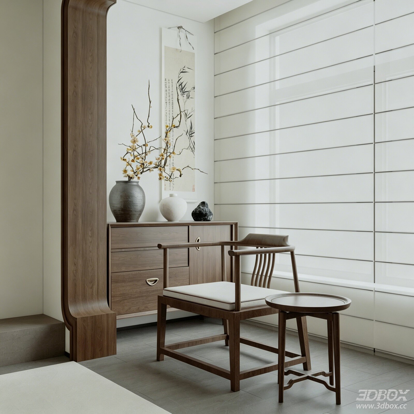 Chinese - Style Sideboard and Armchair