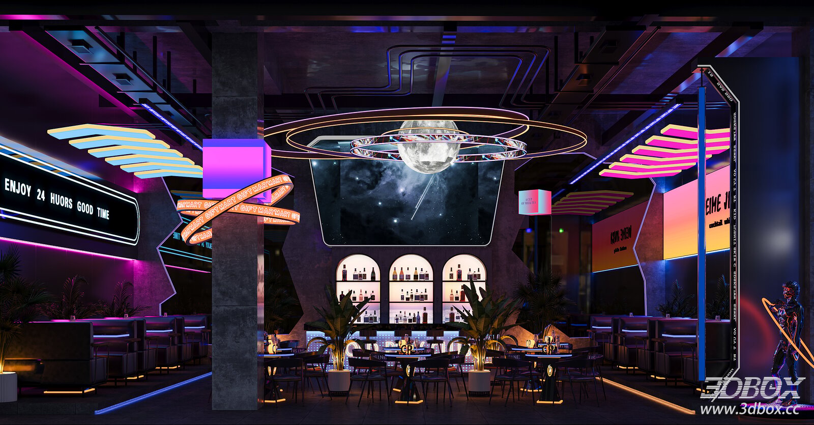 Cyberpunk Bar Interior
