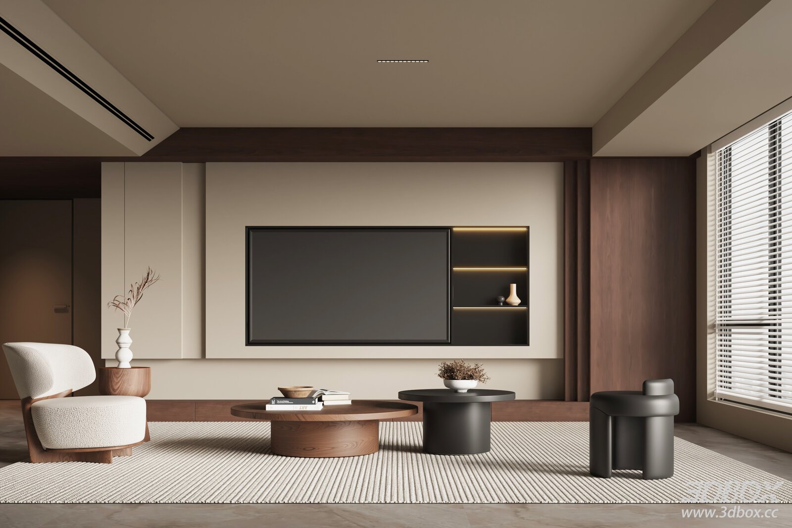 Modern - Mid - Century Style Living Room TV Background Wall
