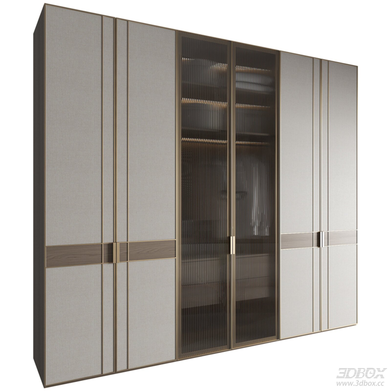 Contemporary Wardrobe with Glass and Metal Accents