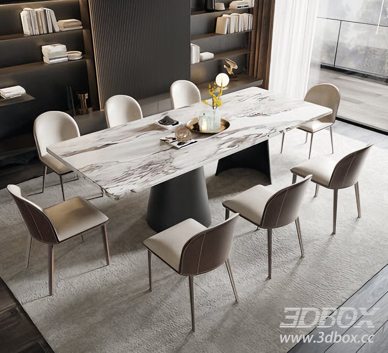 Modern Dining Room with Marble Table