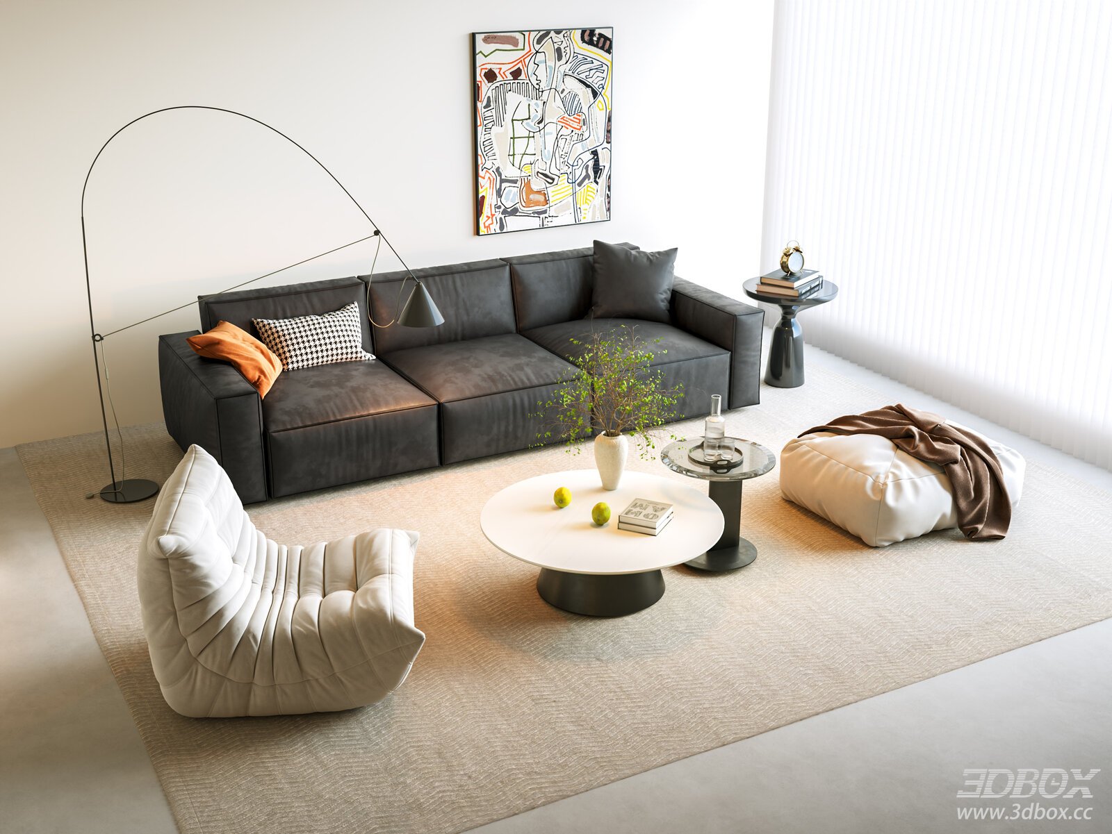 Modern Leather Sofa Set in Living Room