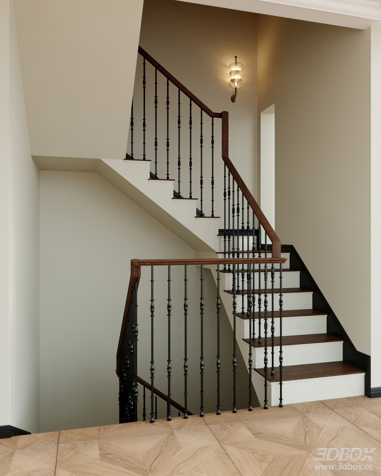 Modern Staircase with Wooden and Metal Elements