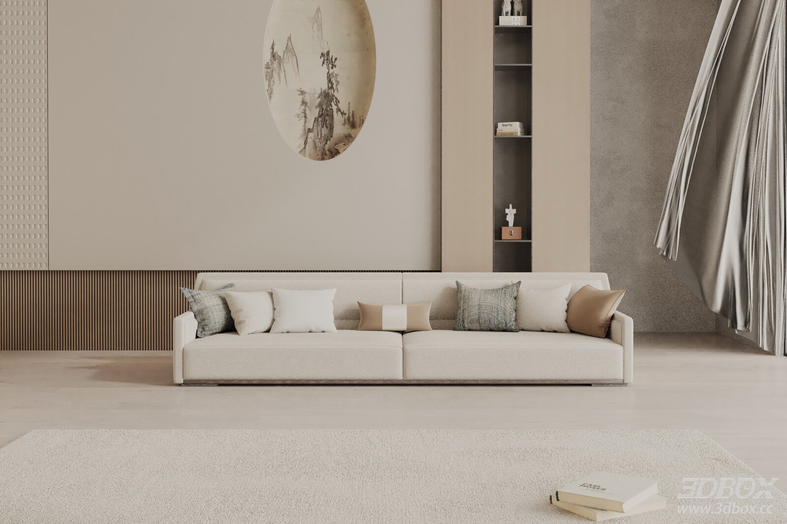 Modern Fabric Sofa with Pillows