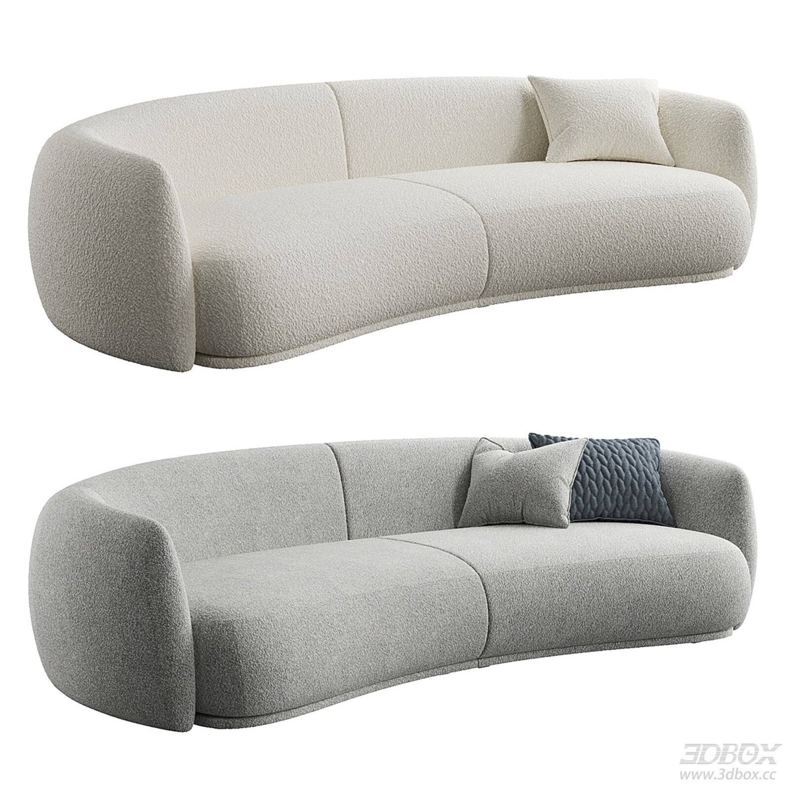 Curved Modern Sofa with Pillows