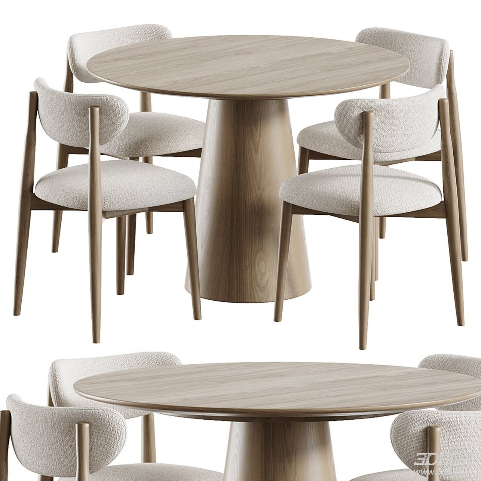Modern Round Dining Table and Chairs
