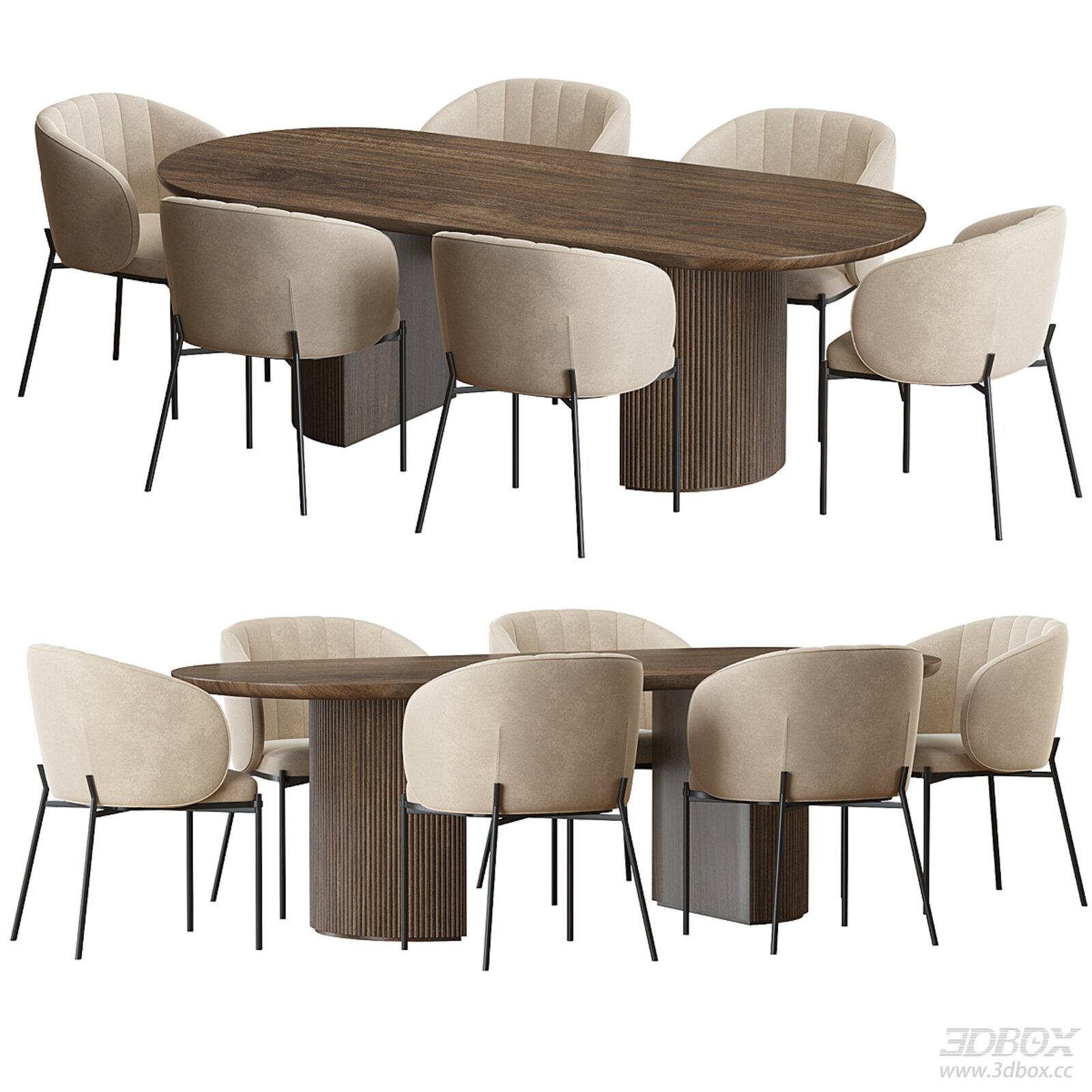 Modern Oval Dining Table and Chairs