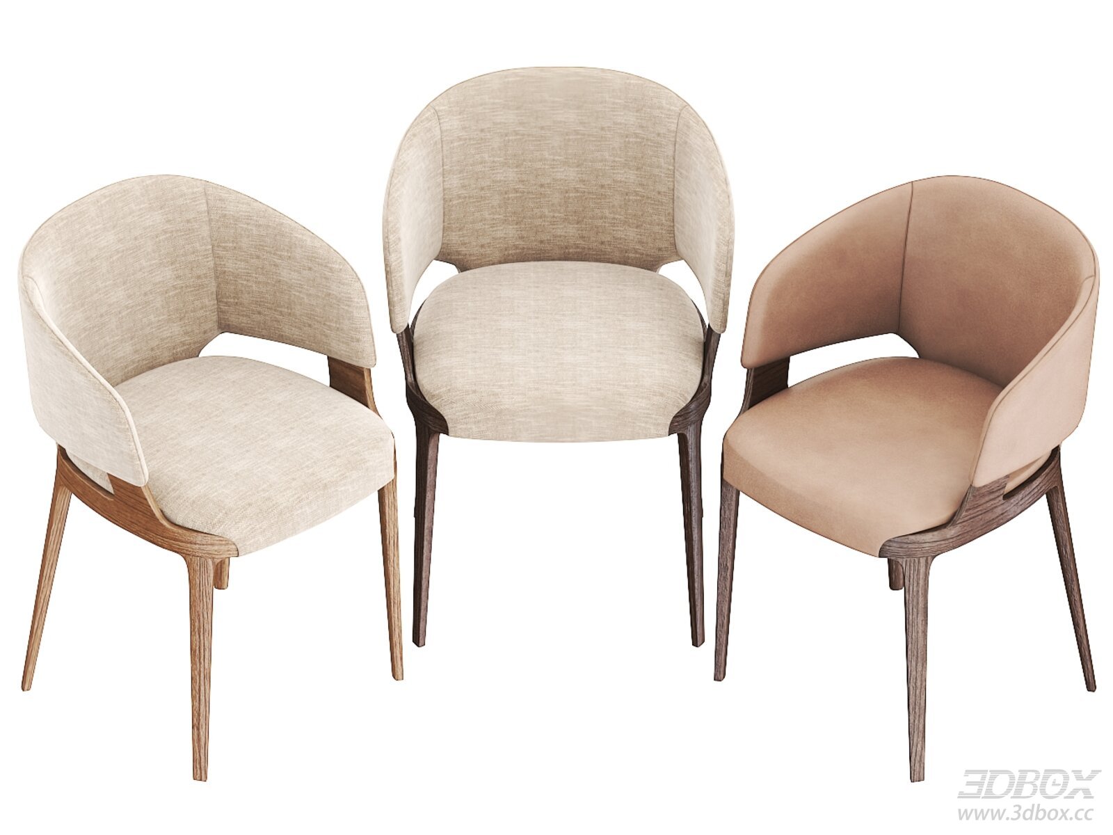 Upholstered Armchair with Wooden Legs