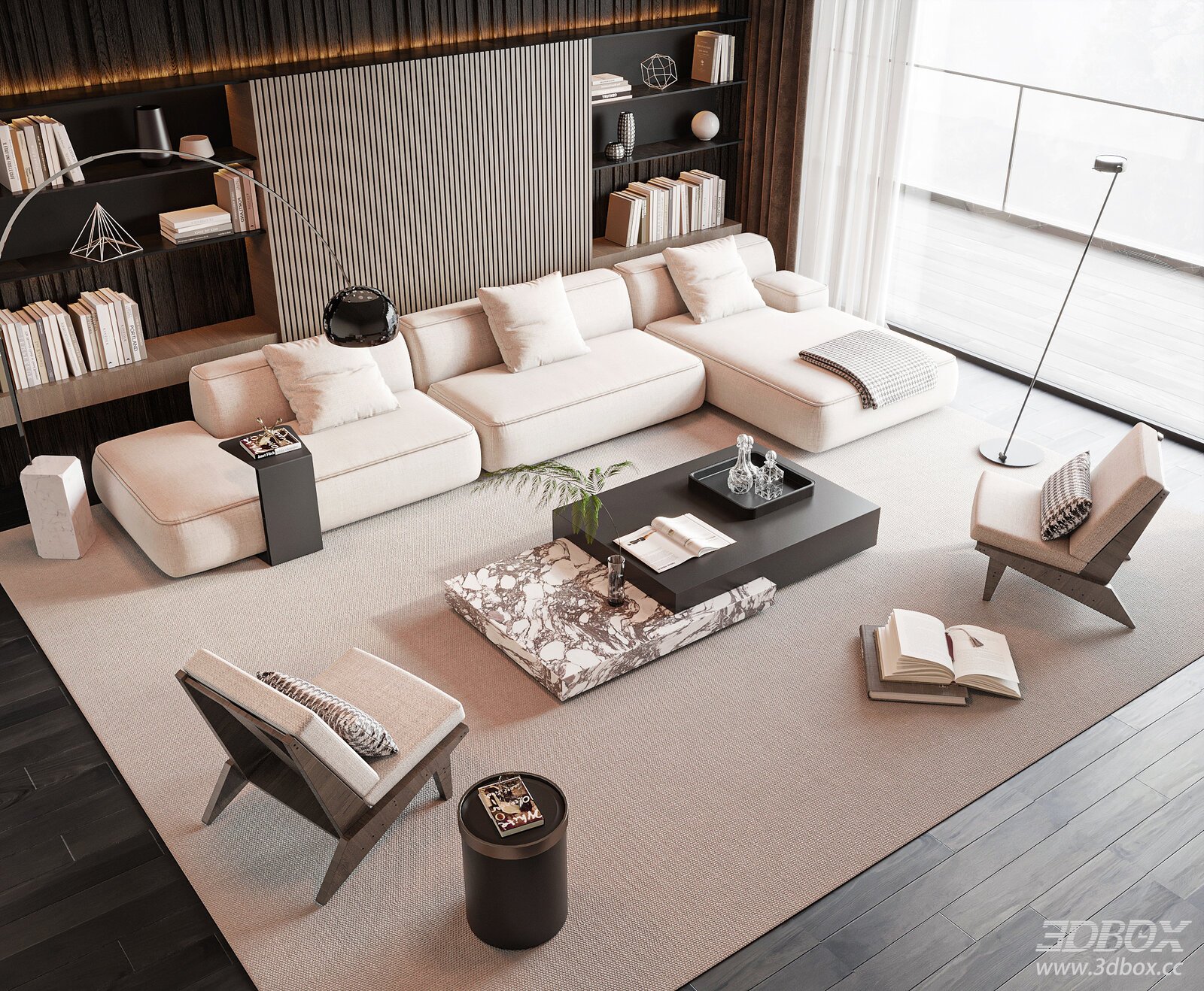 Modern Living Room with Sofa Set and Coffee Table