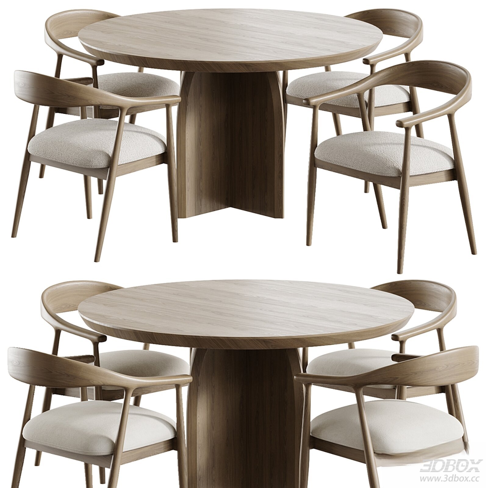 Round Wooden Dining Table and Chairs Set