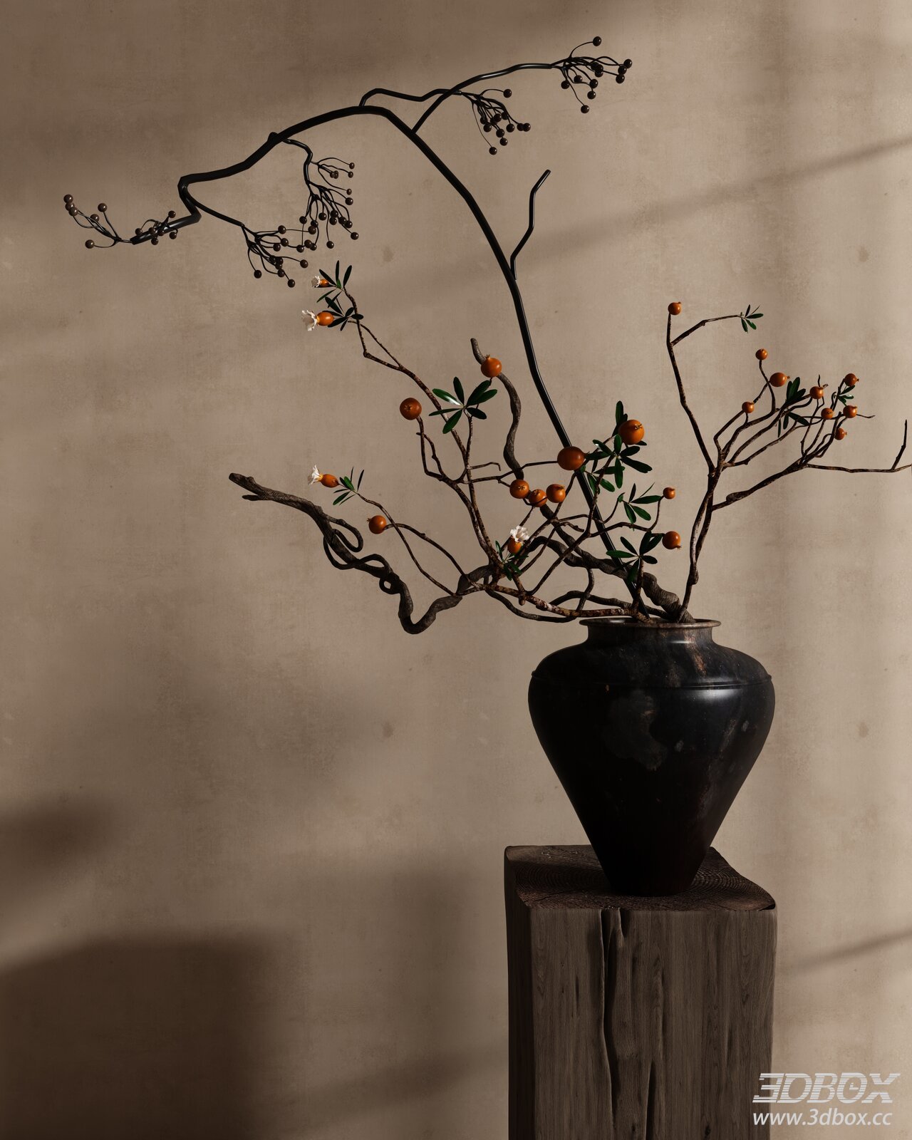 Chinese - style Dried Flower Arrangement in Vase