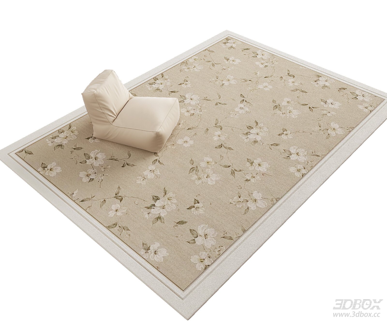 American Floral Patterned Area Rug with Armchair