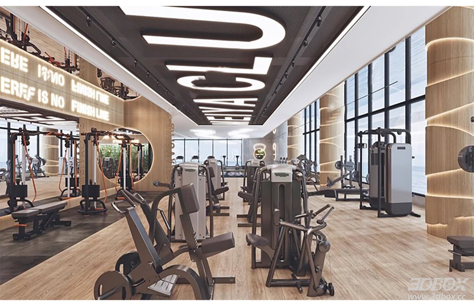 Modern Gym Interior with Fitness Equipment