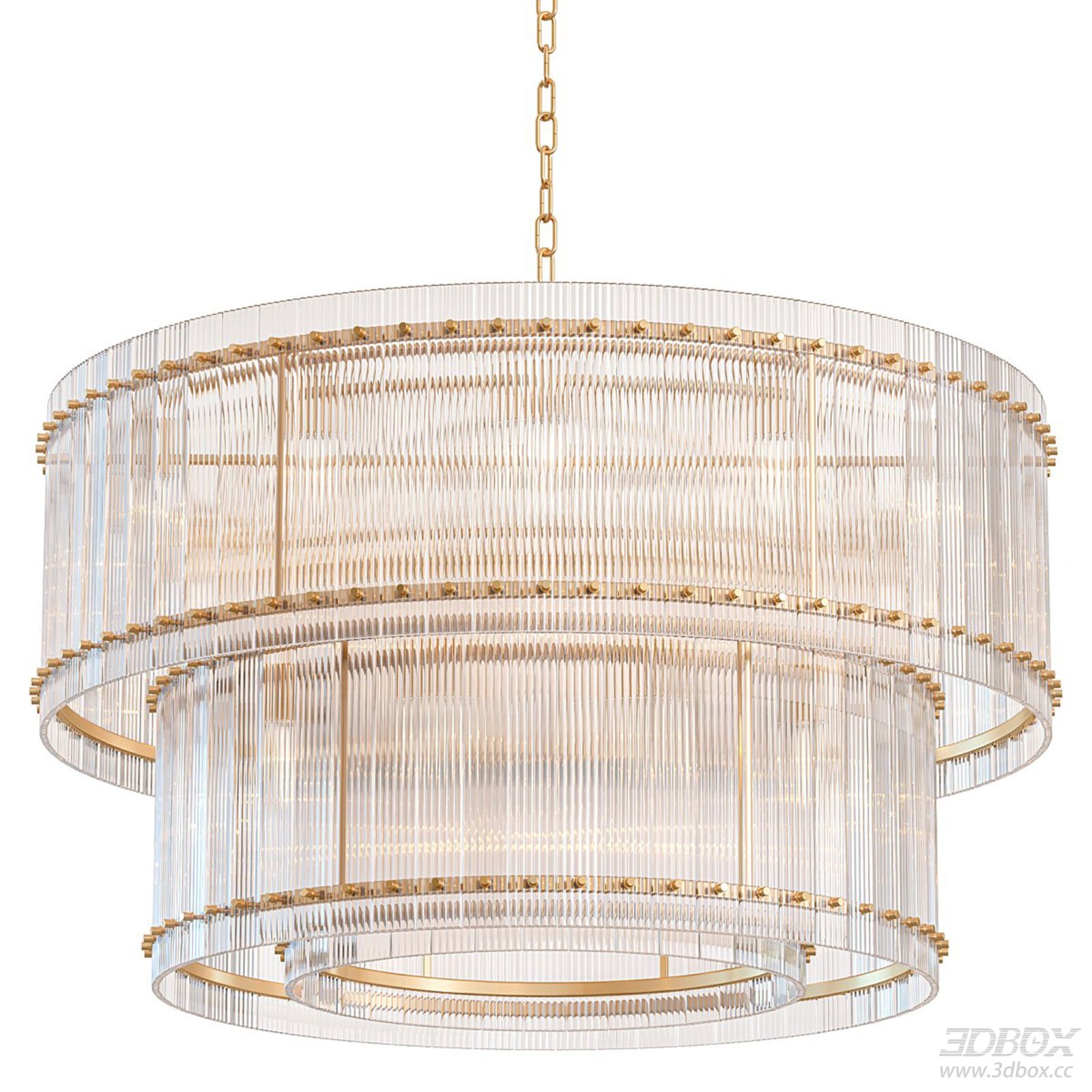 Artistic Glass Chandelier with Gold Trim