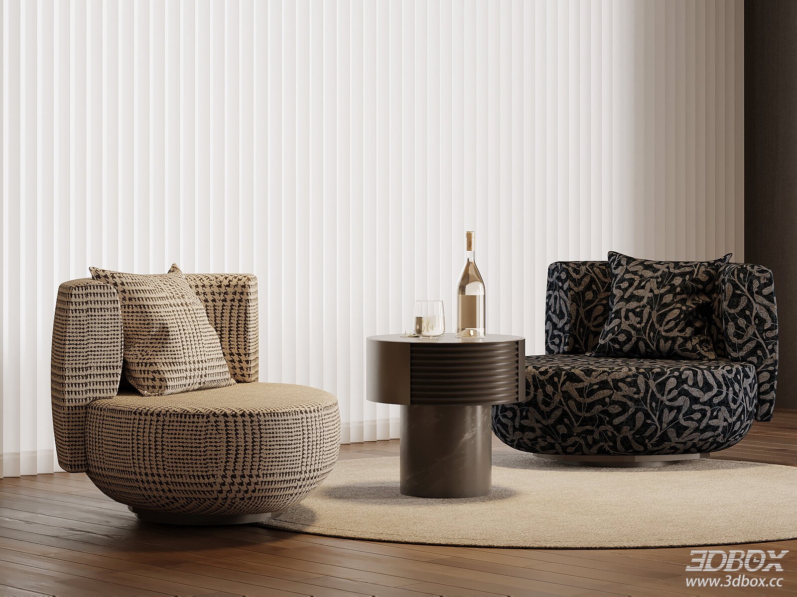 Modern Upholstered Armchairs with Pillows