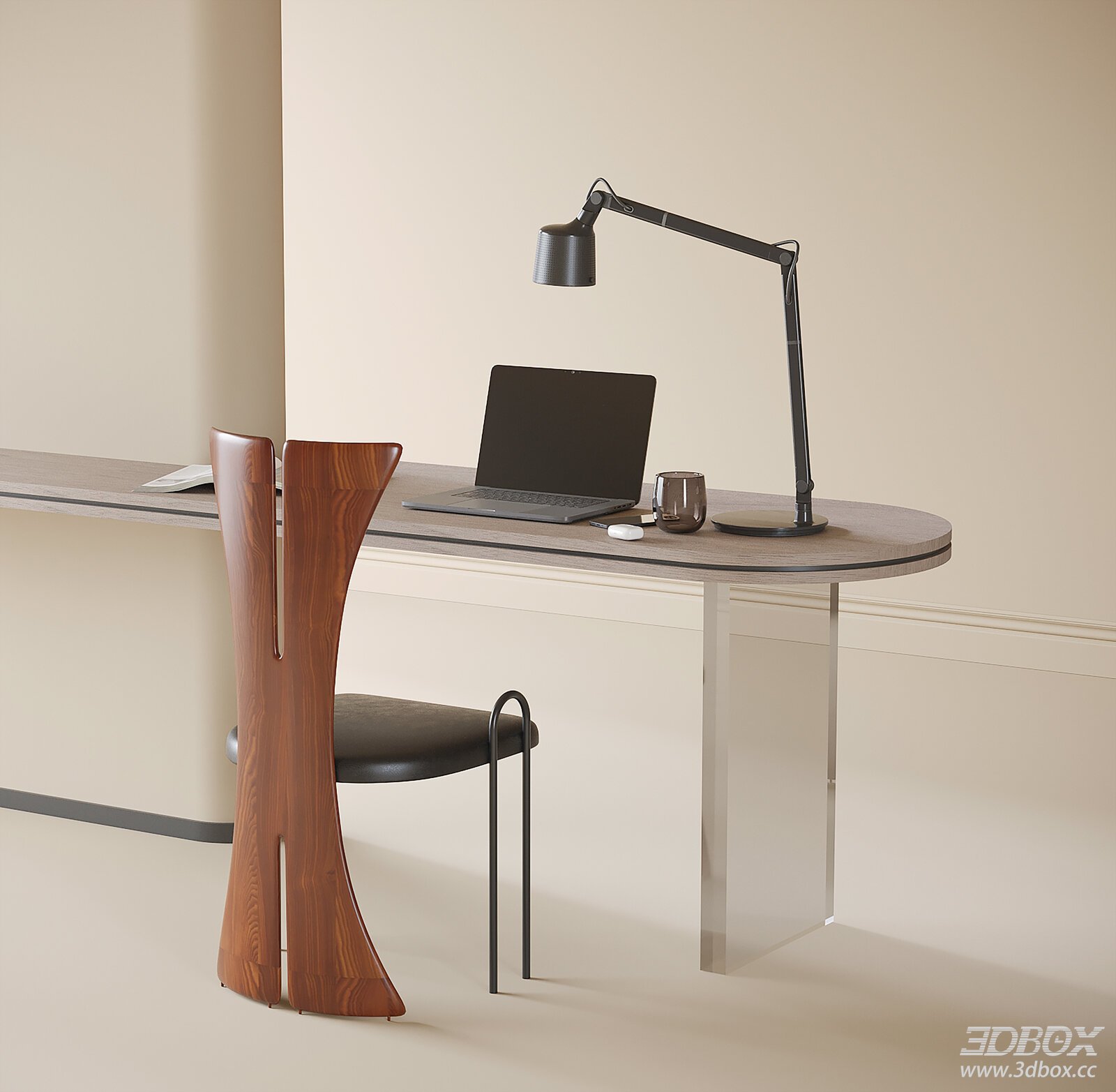 Modern Oval Desk and Unique Chair