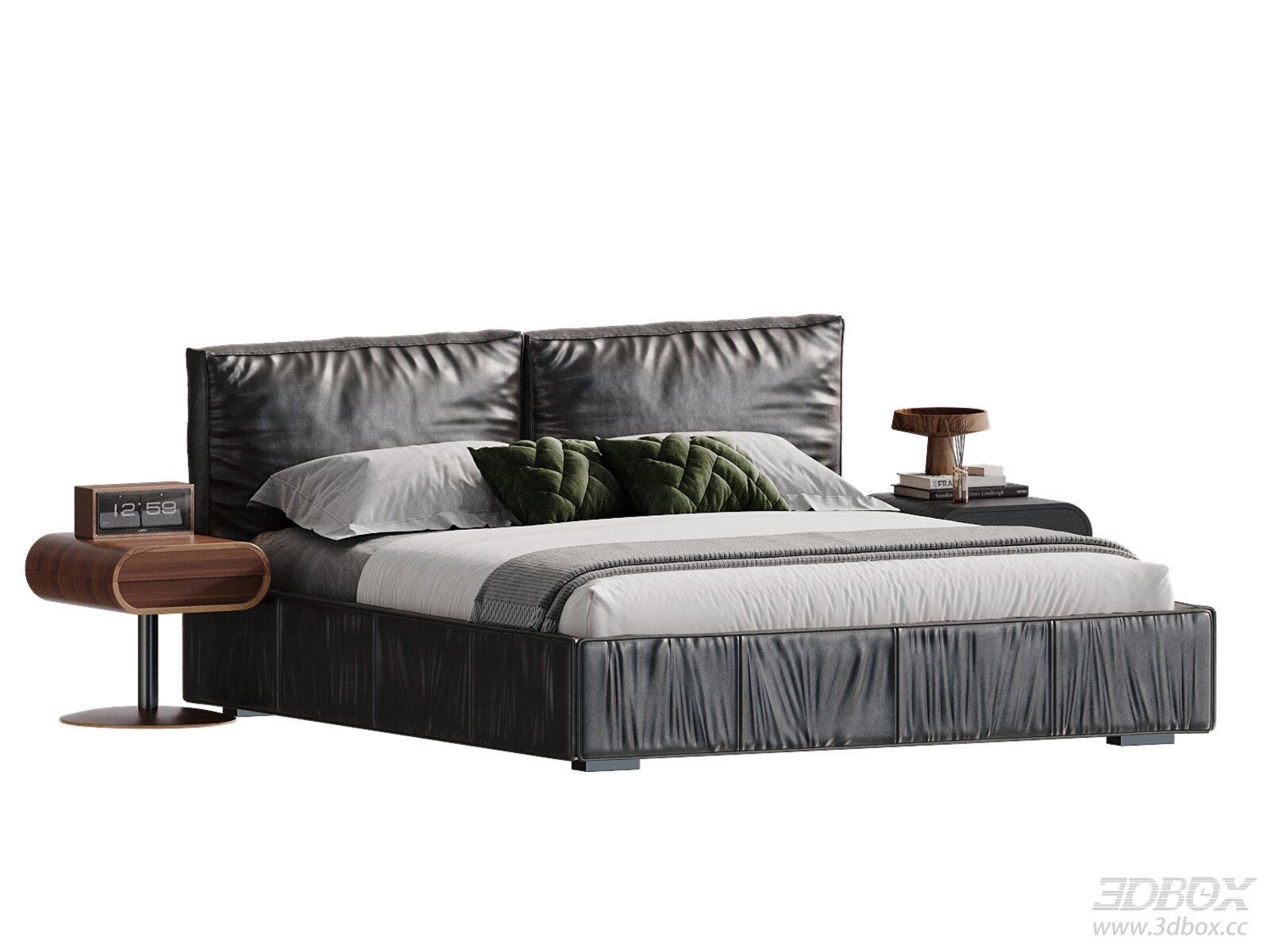 Vintage Square Leather Double Bed
