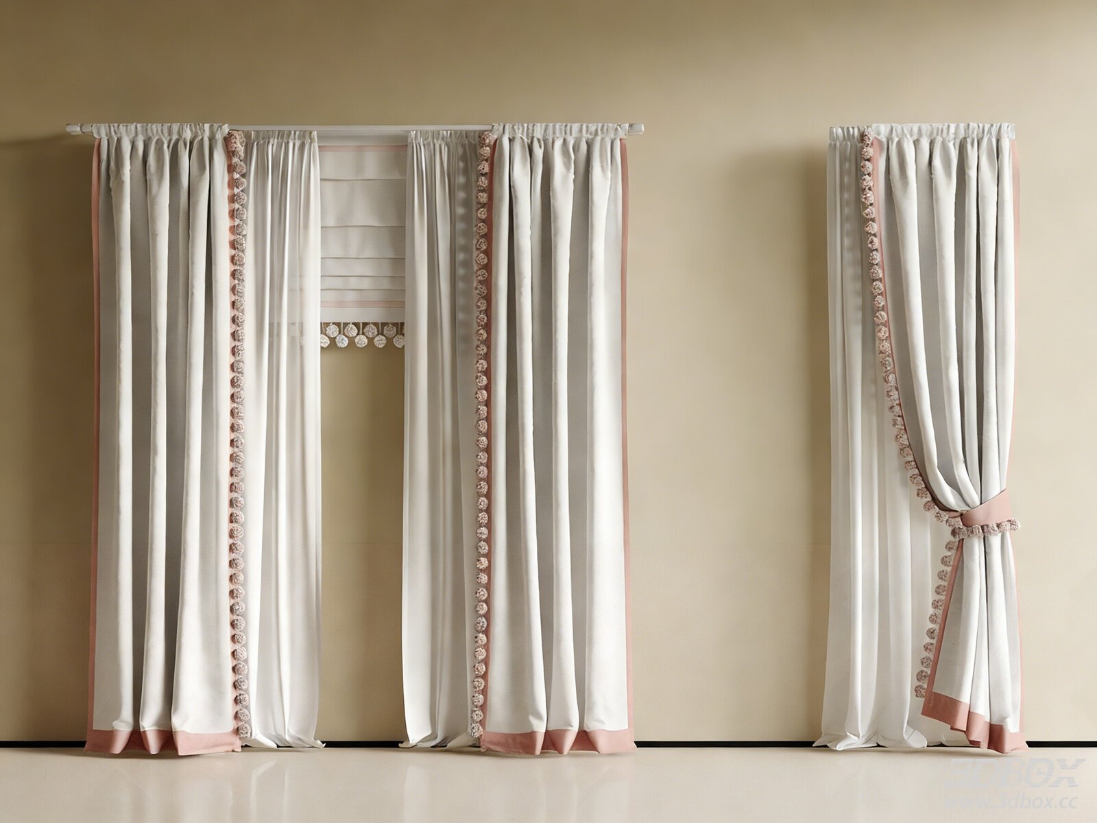 Modern Curtains with Pom - Pom Trim