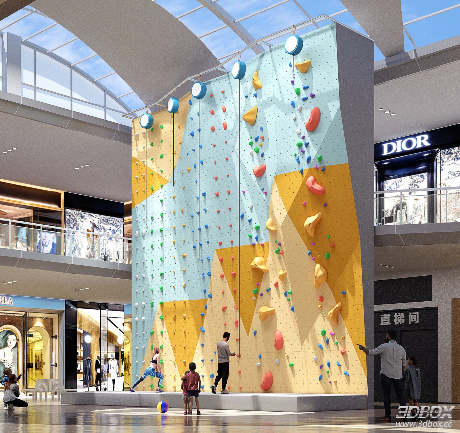 Indoor Rock Climbing Wall in Mall