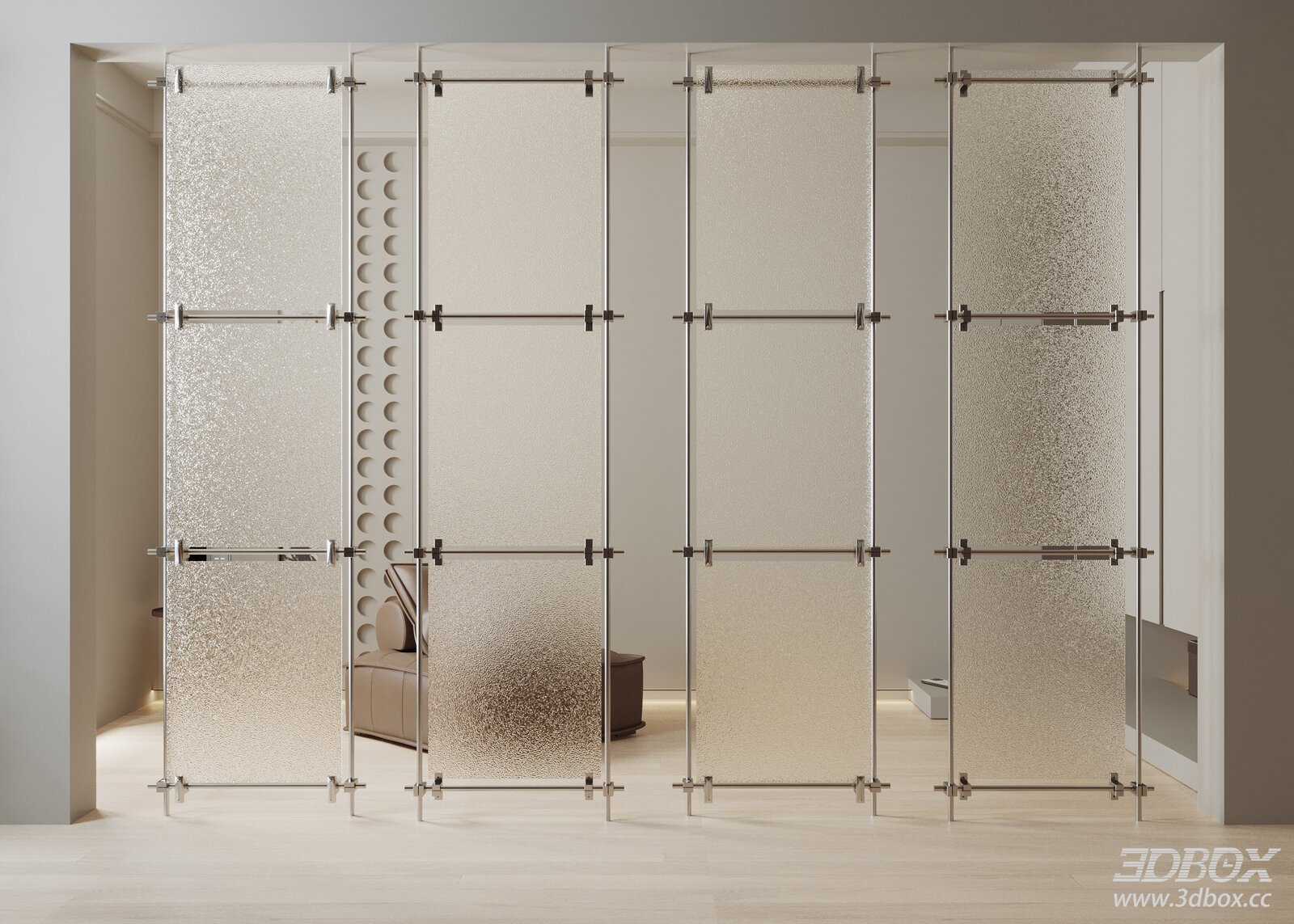 Vintage Minimalist Glass Room Divider