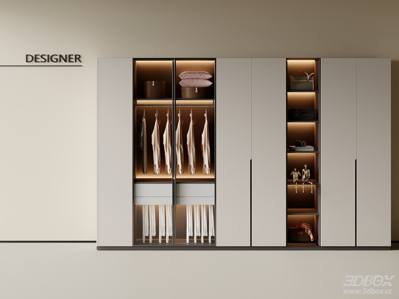 Modern Wardrobe with Interior Lighting