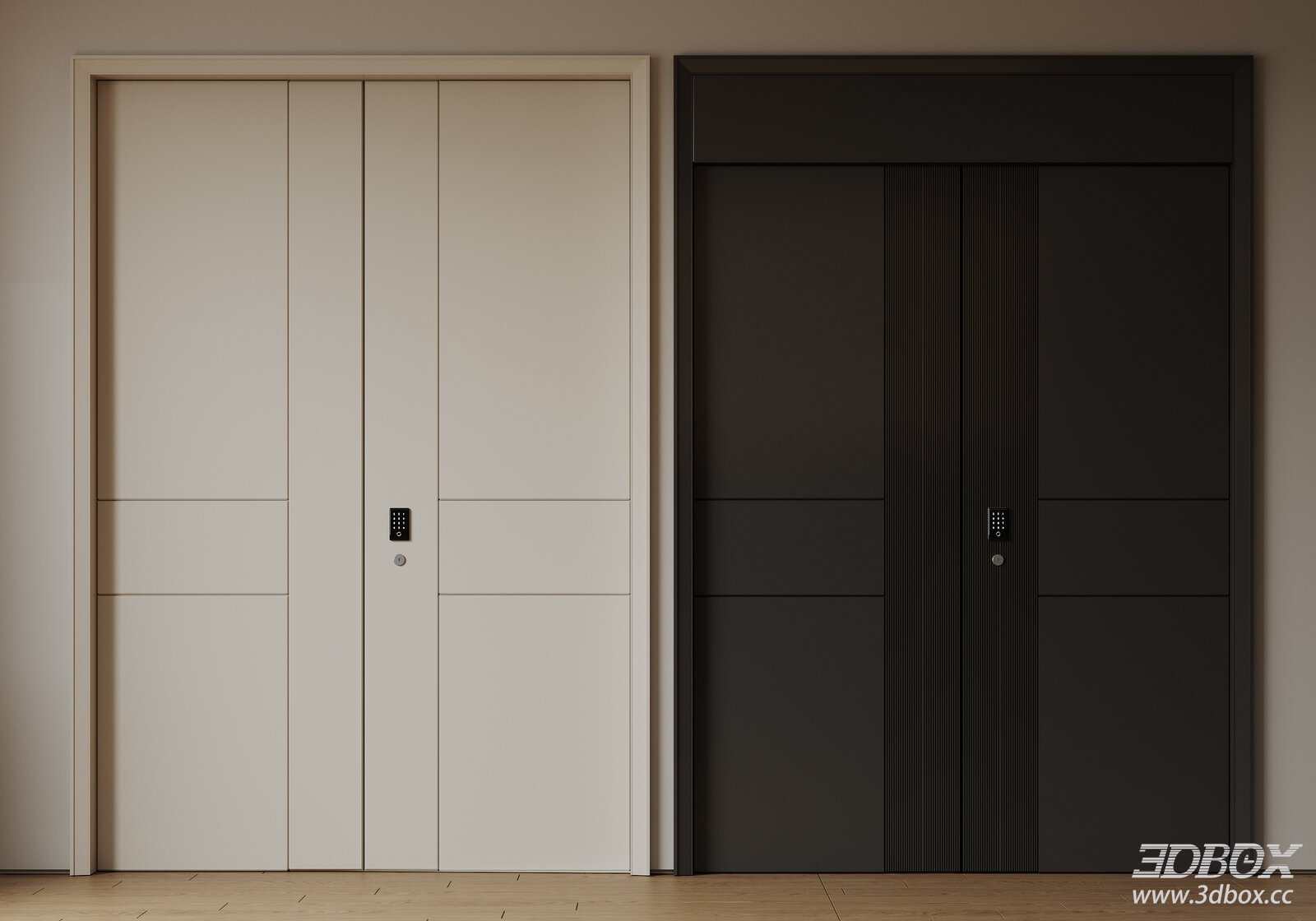 Modern Minimalist Double - Door Entrance Door
