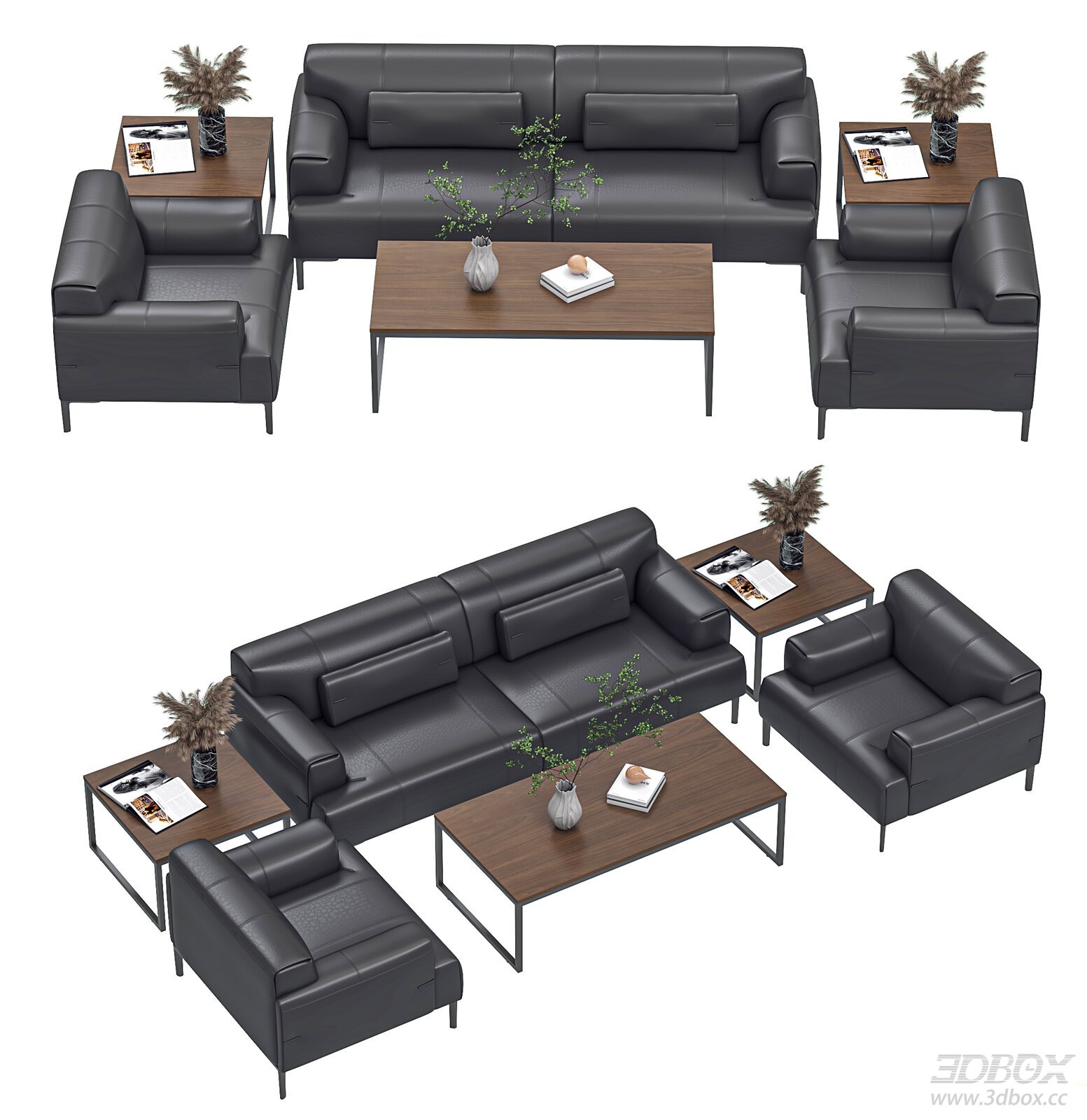 Modern Leather Sofa and Coffee Table Set