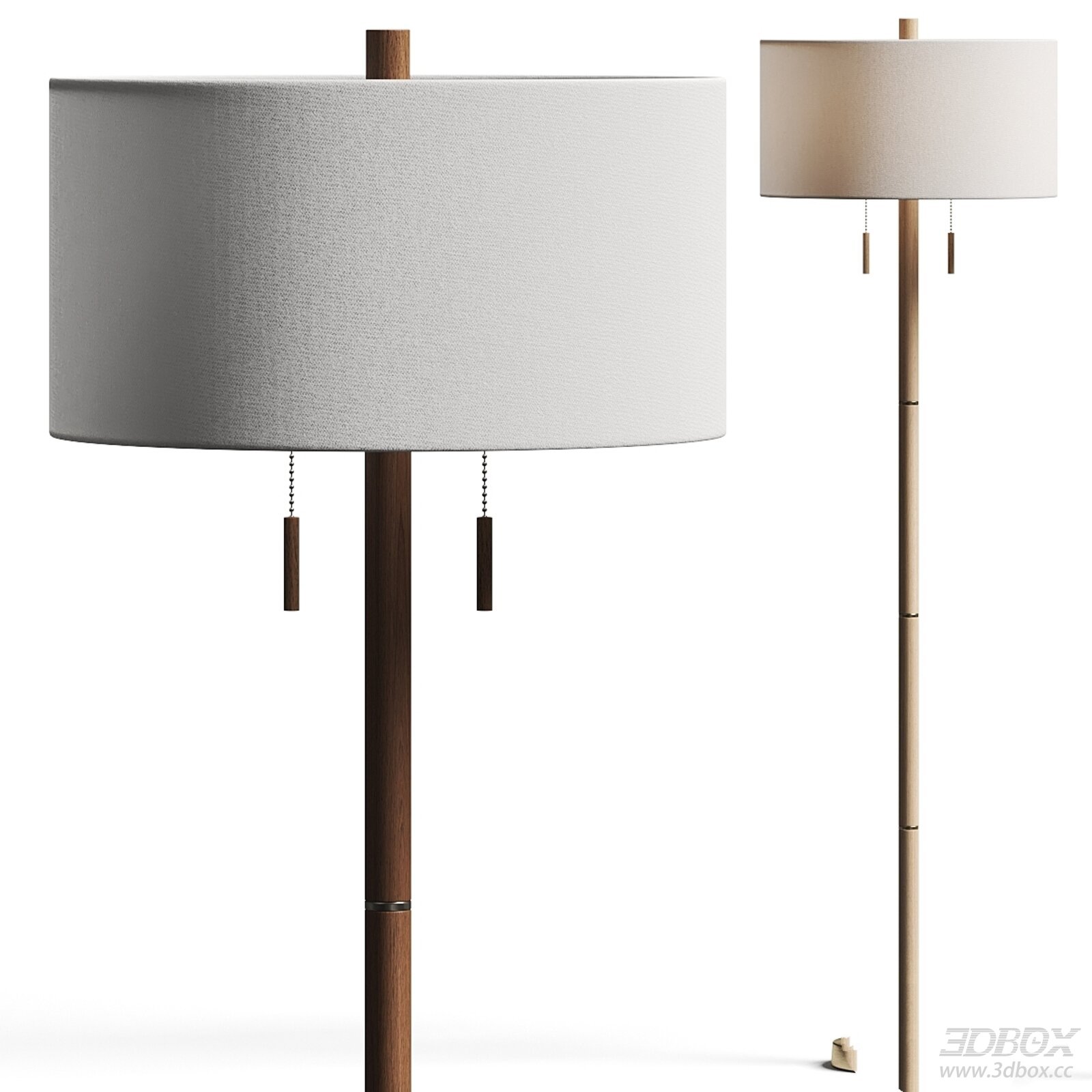 Laurin Wooden Floor Lamp with Fabric Shade