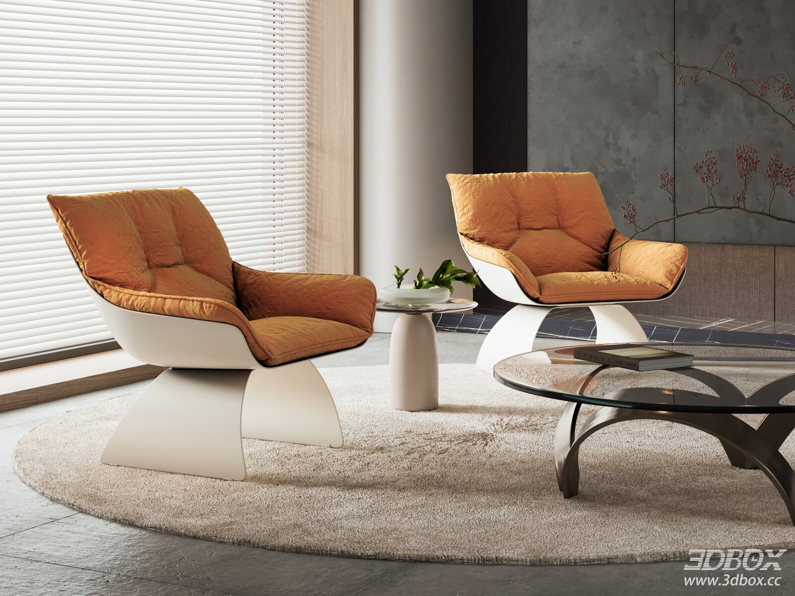Modern Armchairs and Coffee Table Set