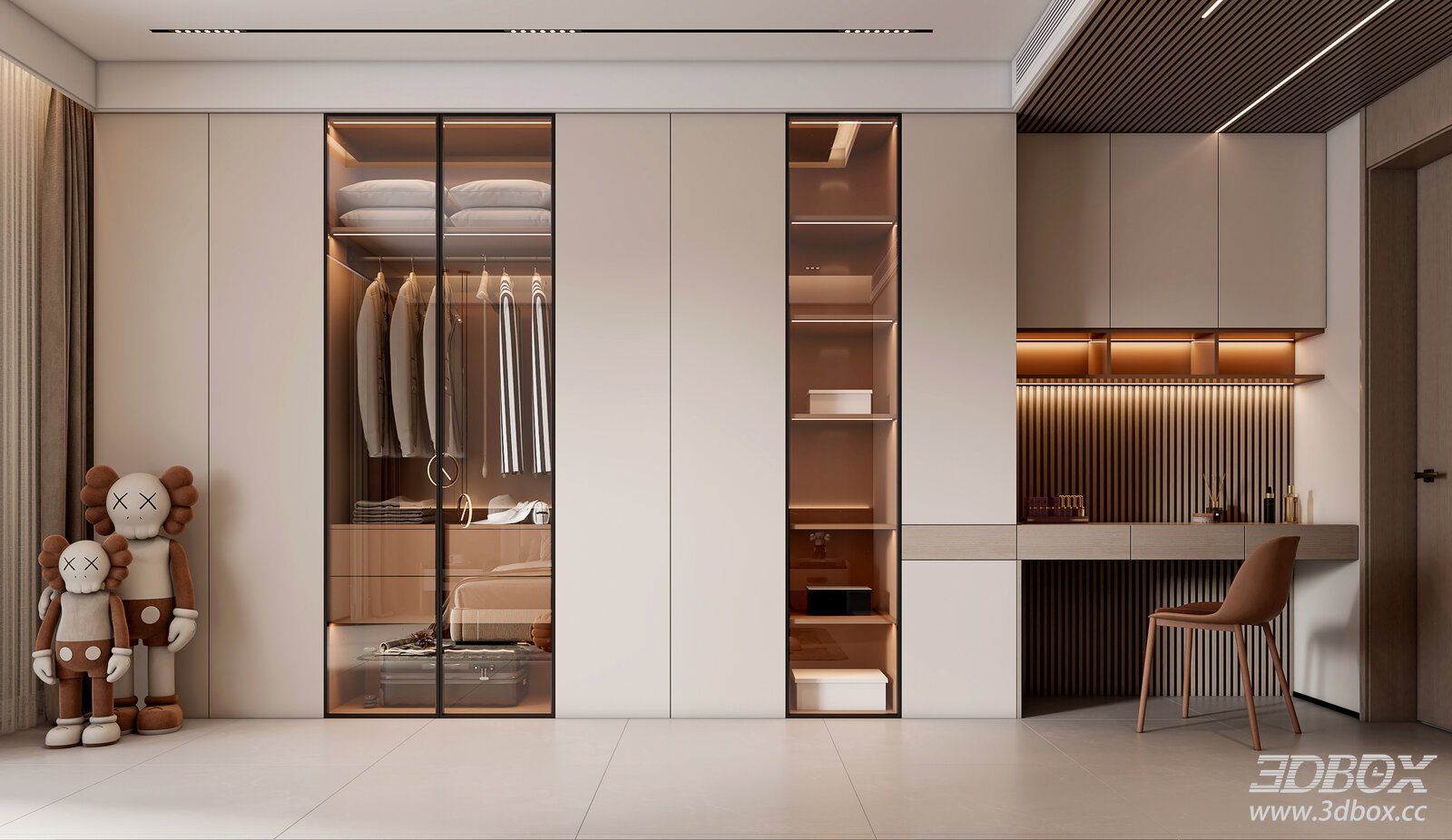 Modern Glass Wardrobe in Bedroom