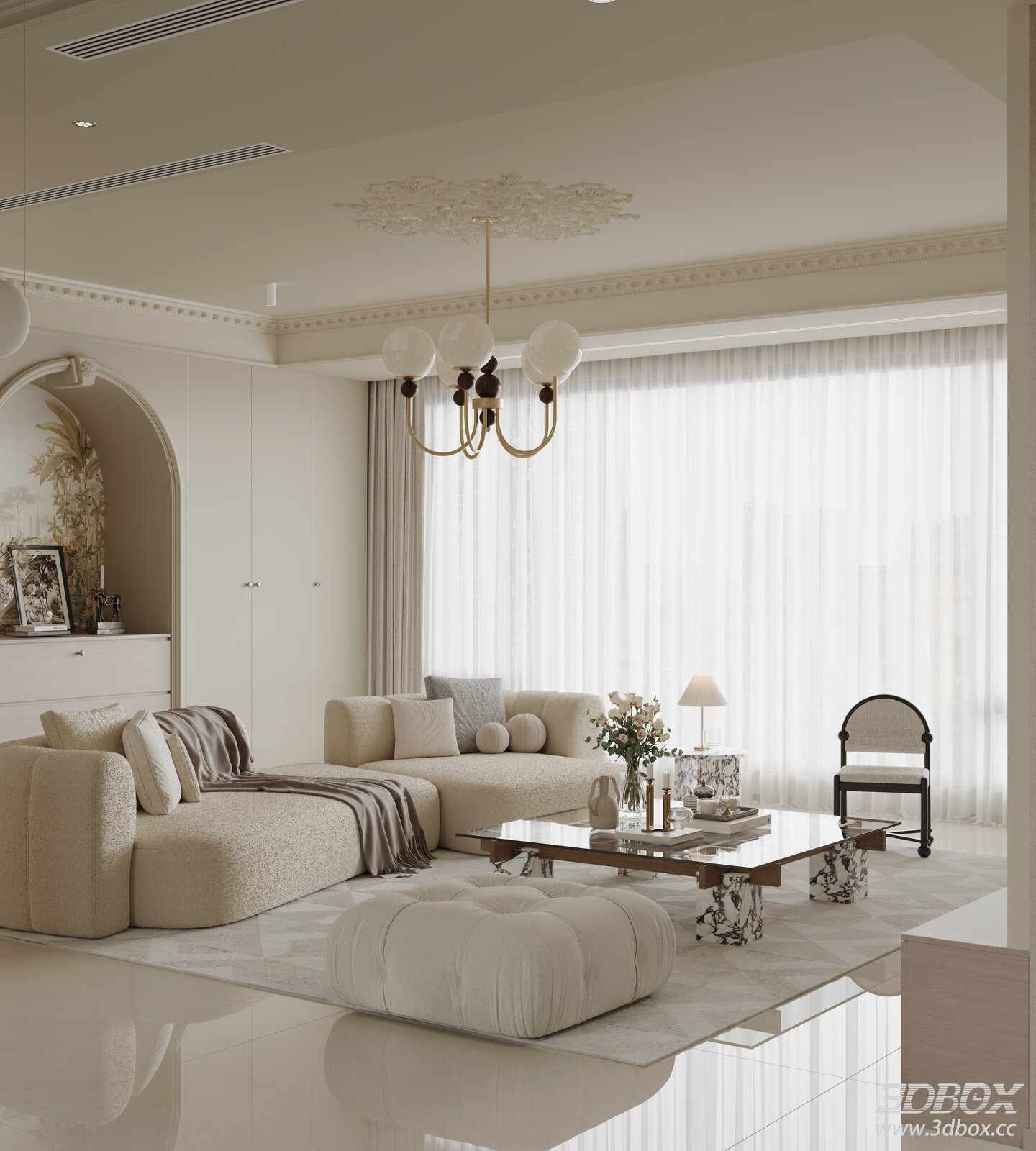 French Cream - style Living Room