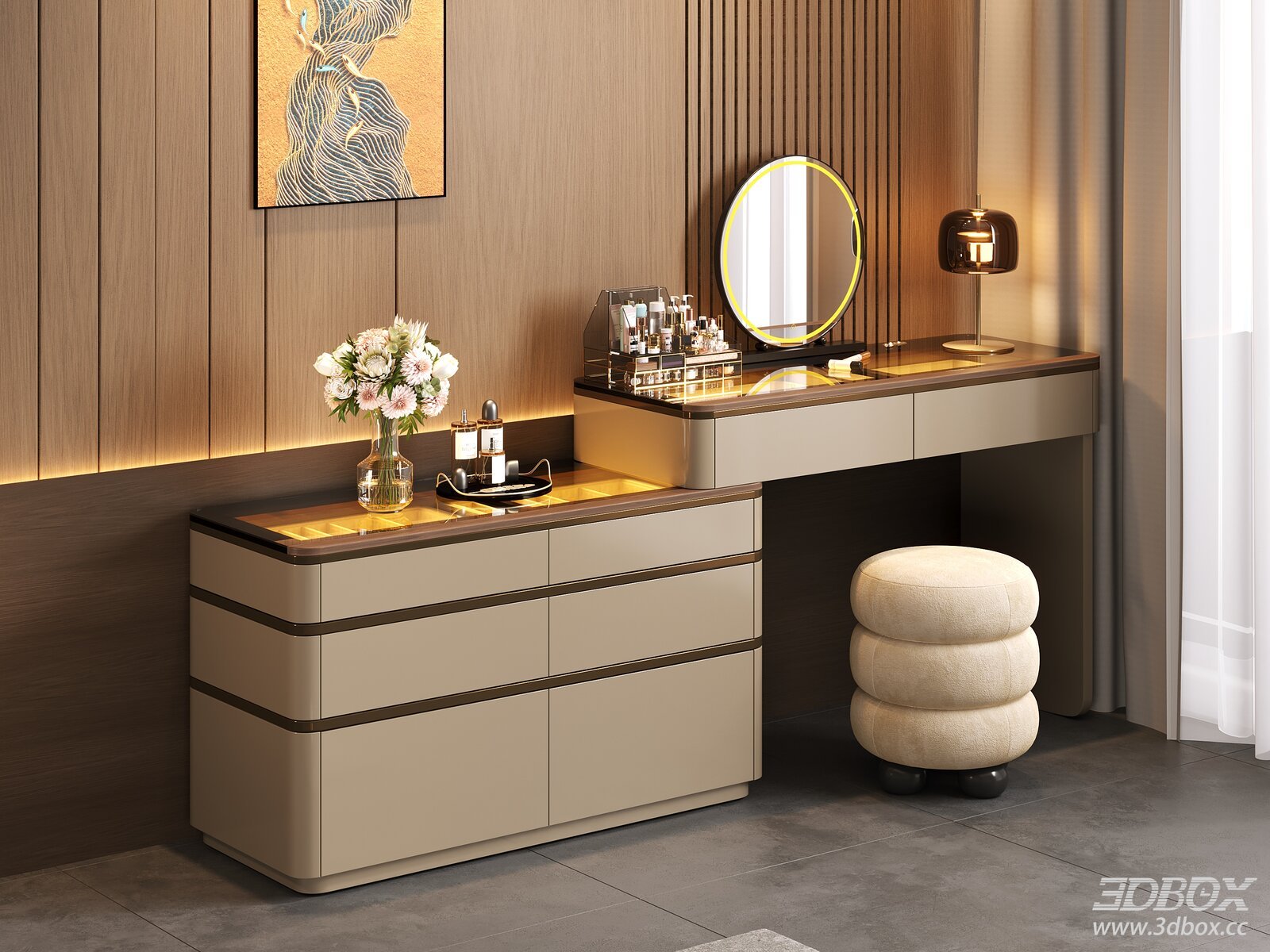 Modern Bedroom Dressing Table with Lighting