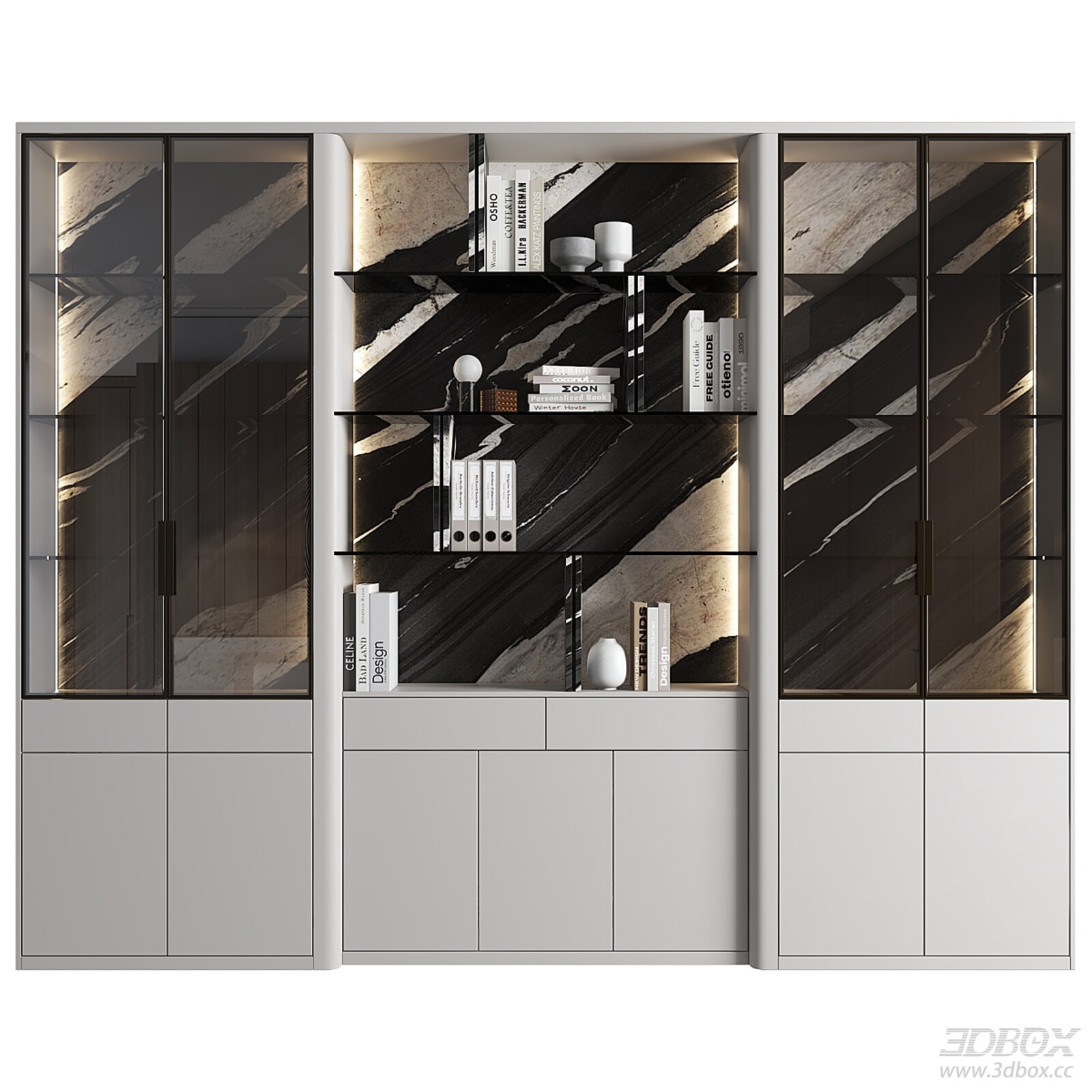 Modern Display Cabinet with Books and Decor