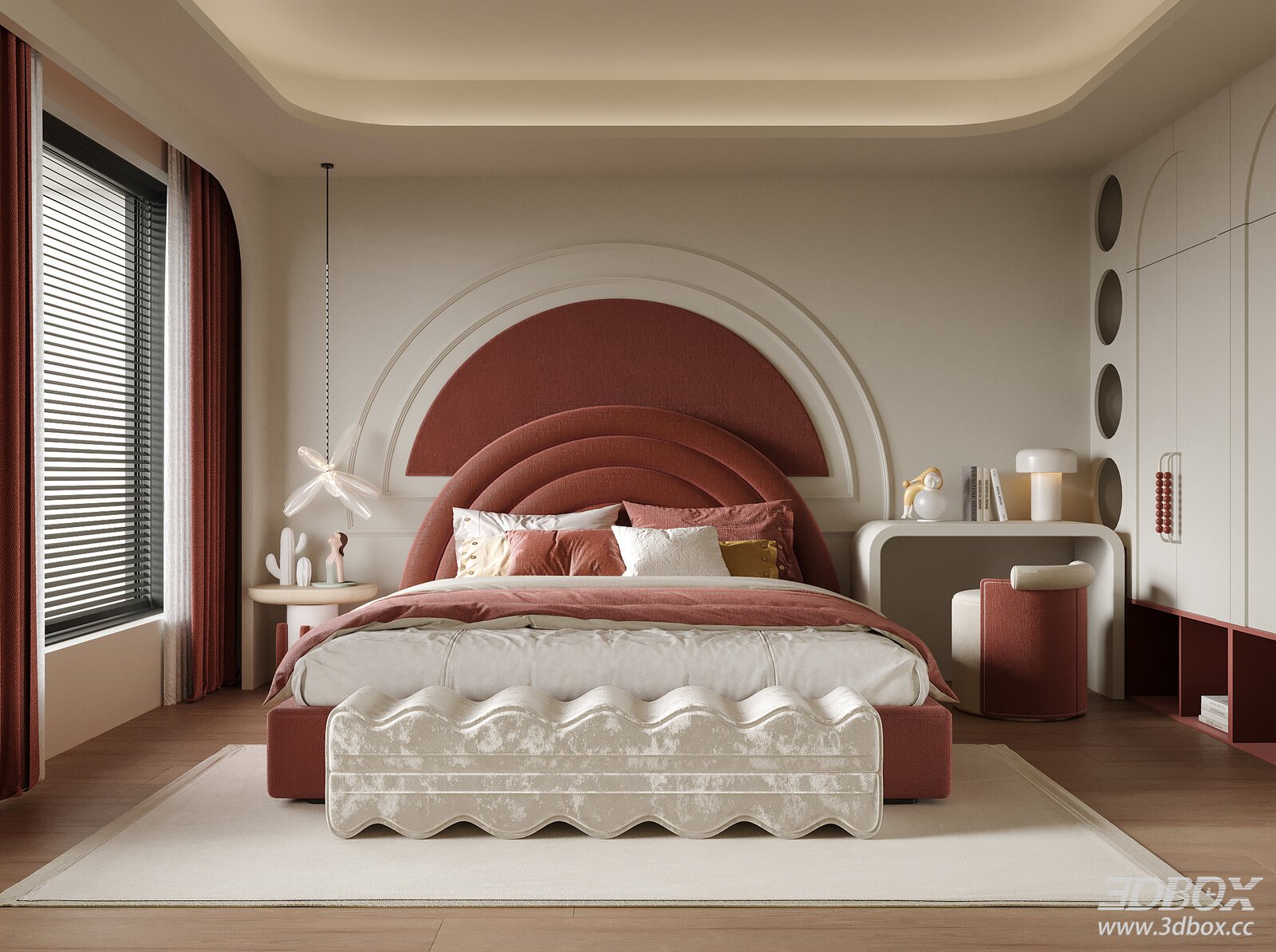Modern Girls Bedroom with Unique Bed Design
