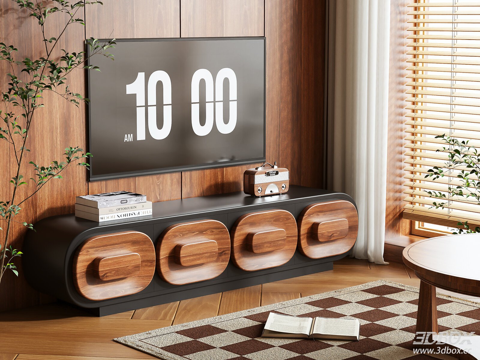 Modern TV Wall Cabinet with Wooden Elements