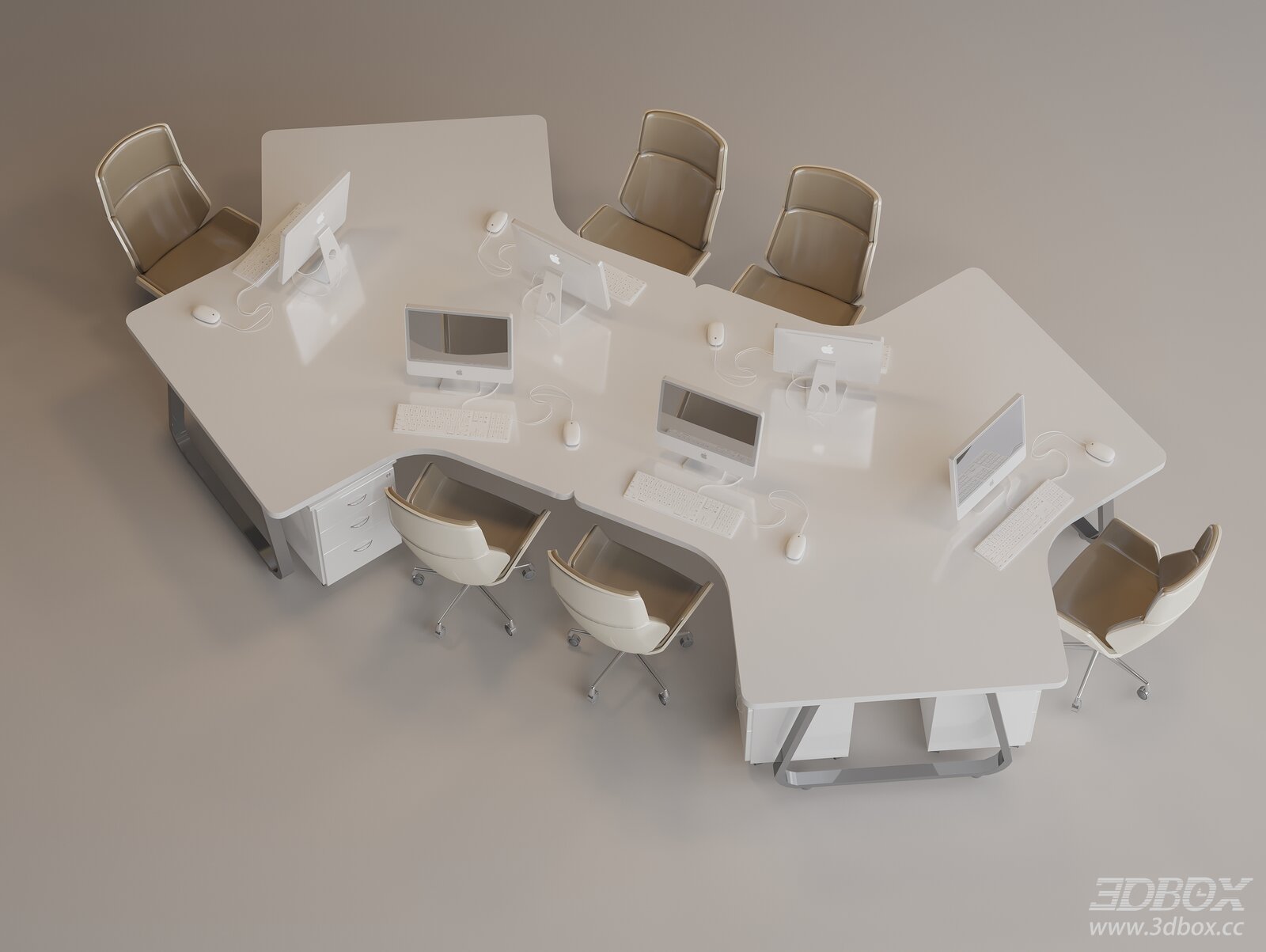 Simple Office Desk and Chairs Set