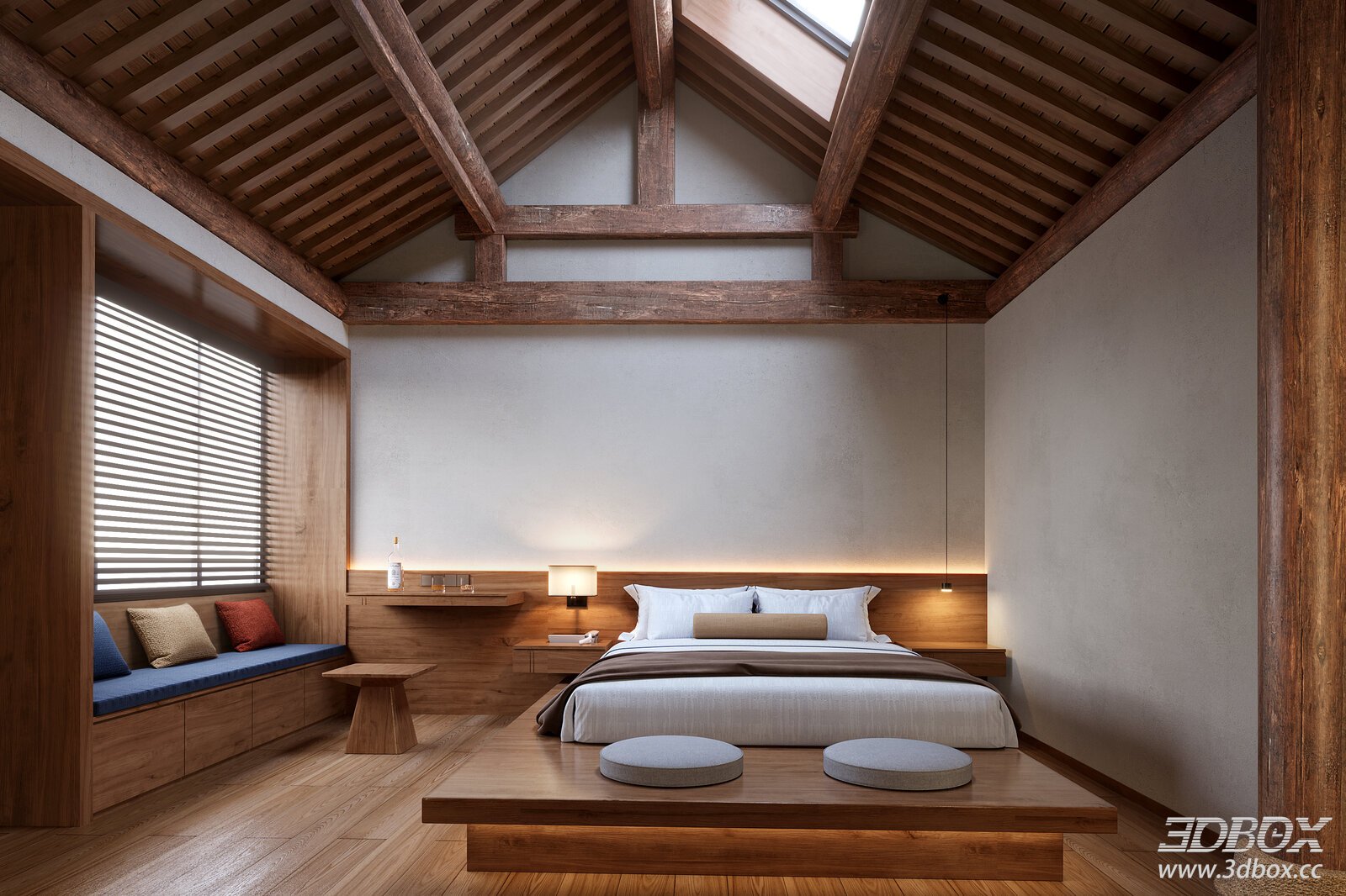 Japanese - style Bedroom with Wooden Elements