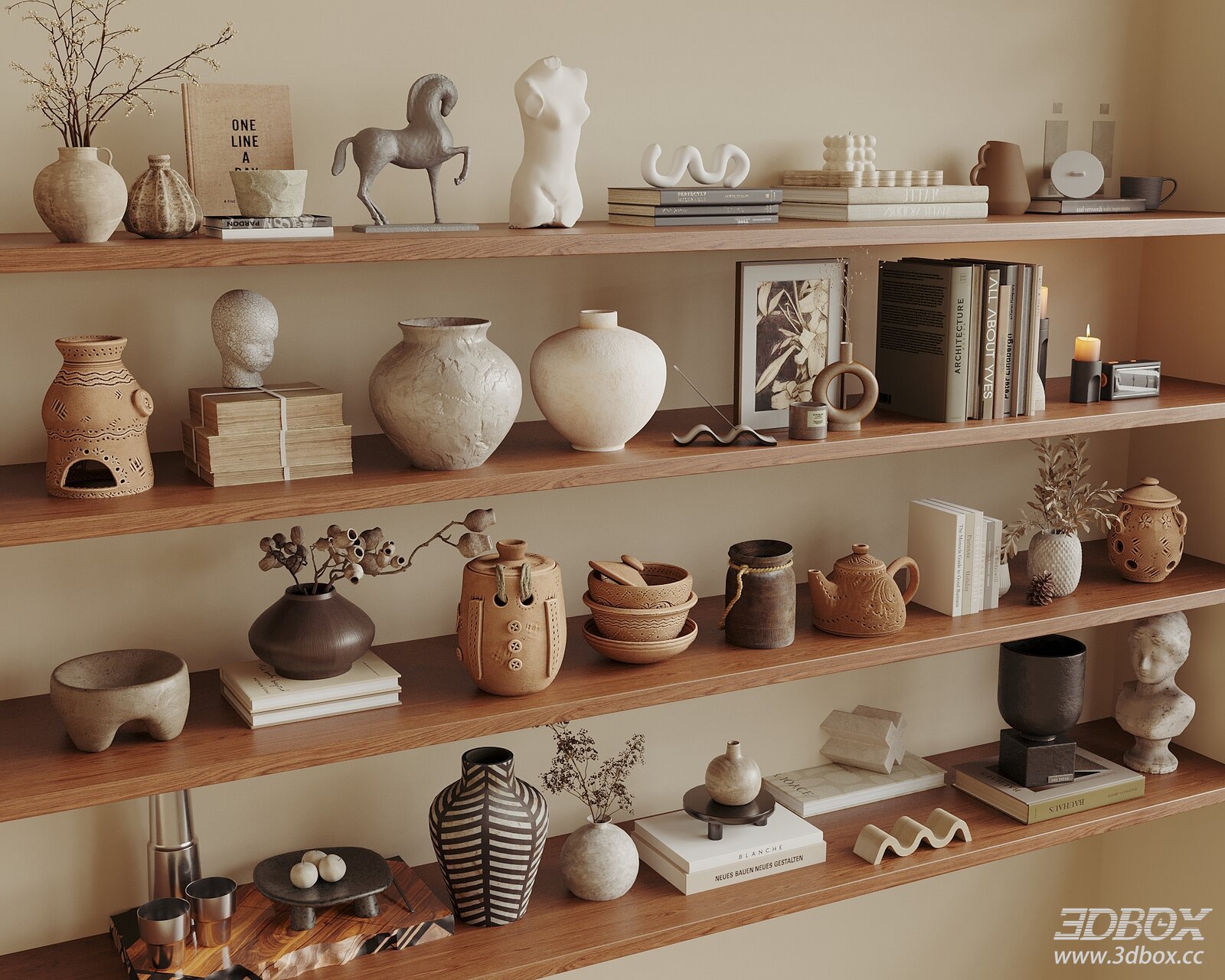 Wabi - Sabi and Mid - Century Decorative Objects Set