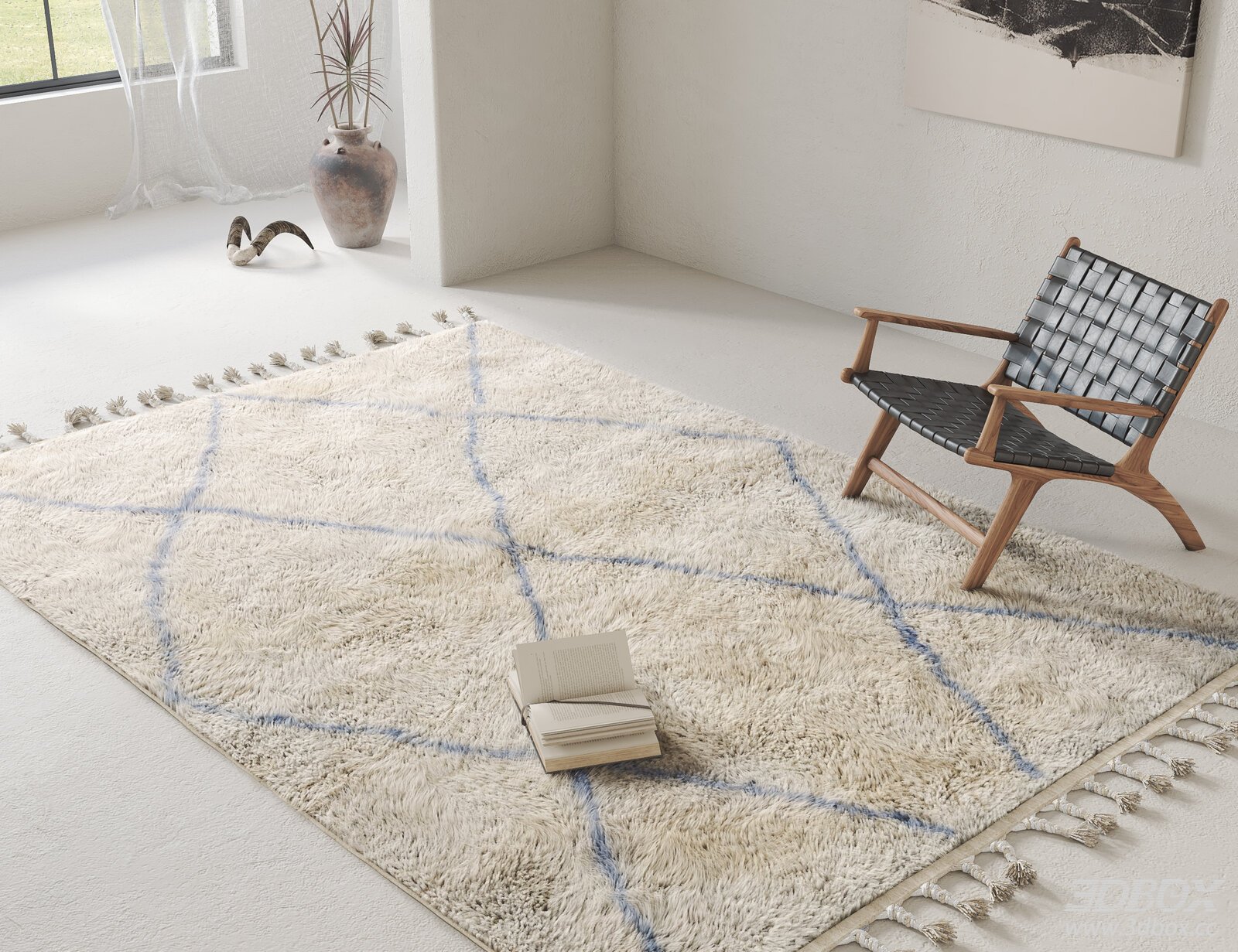 Modern Plush Rug with Armchair