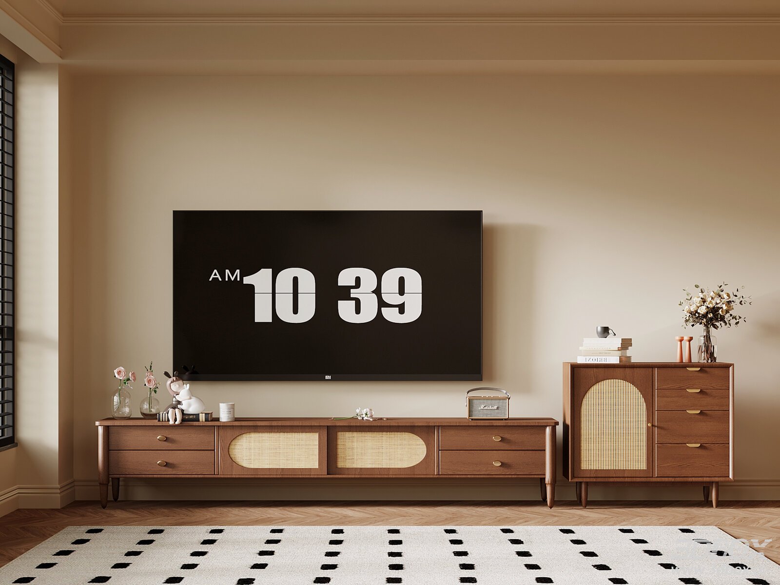 Mid - century Modern TV Wall and Cabinets
