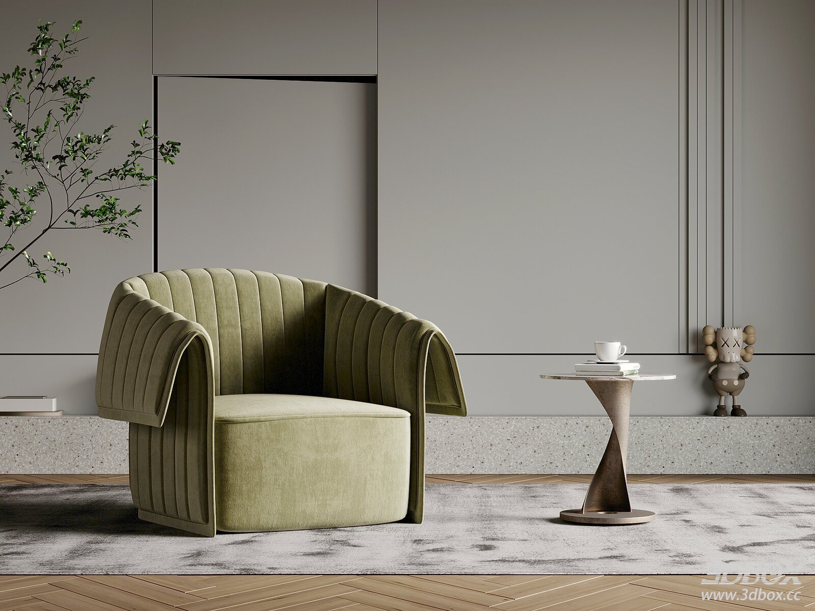 Modern Leisure Single Sofa with Side Table