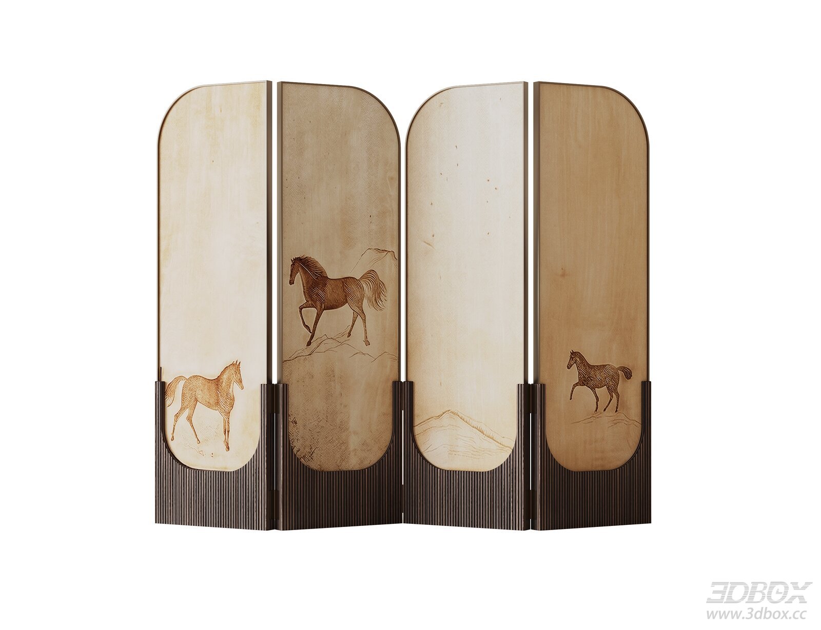 Vintage - style Room Divider with Horse Motifs