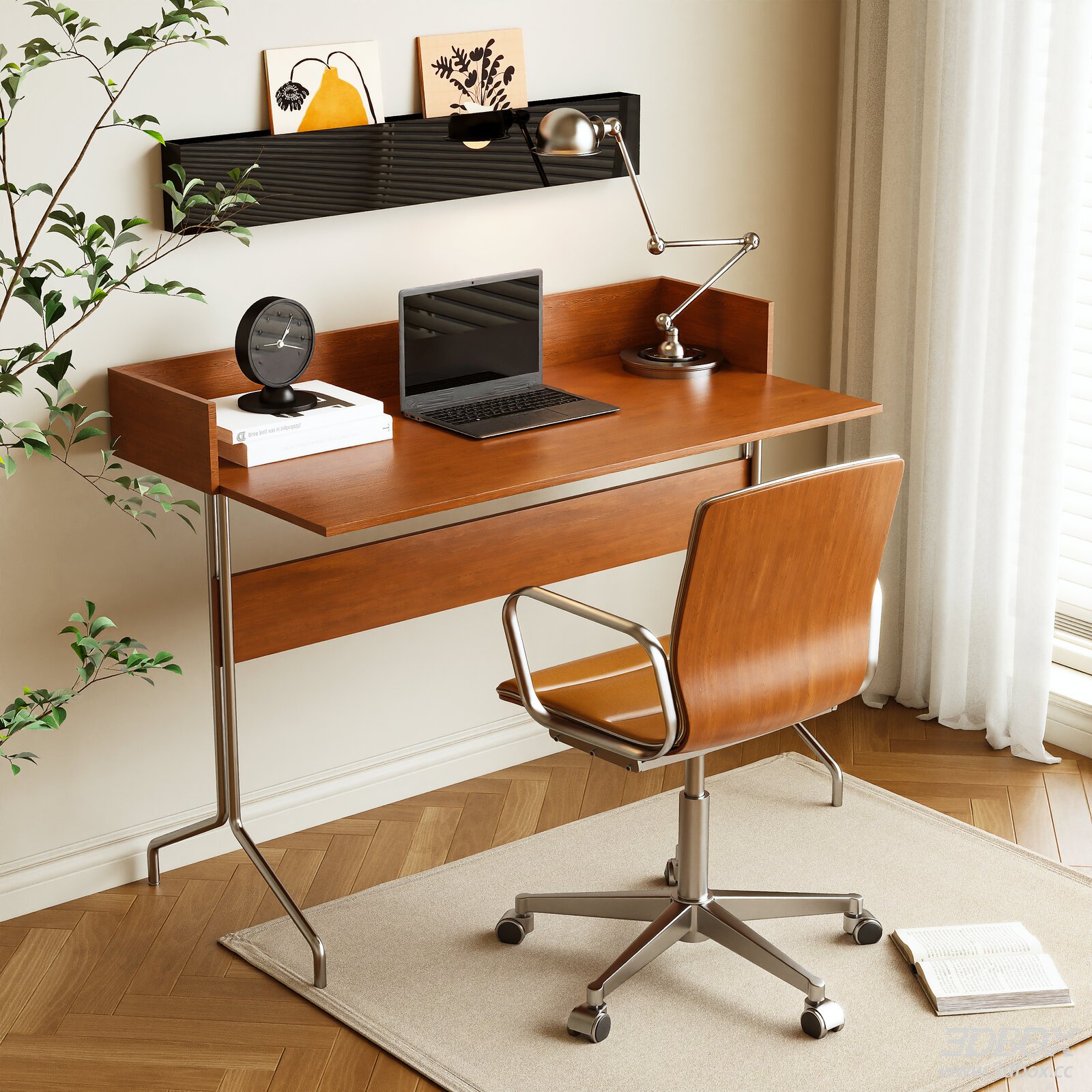 Modern Wooden Desk and Chair Set