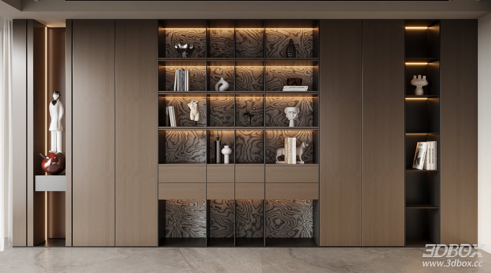 Modern Italian Open Bookcase