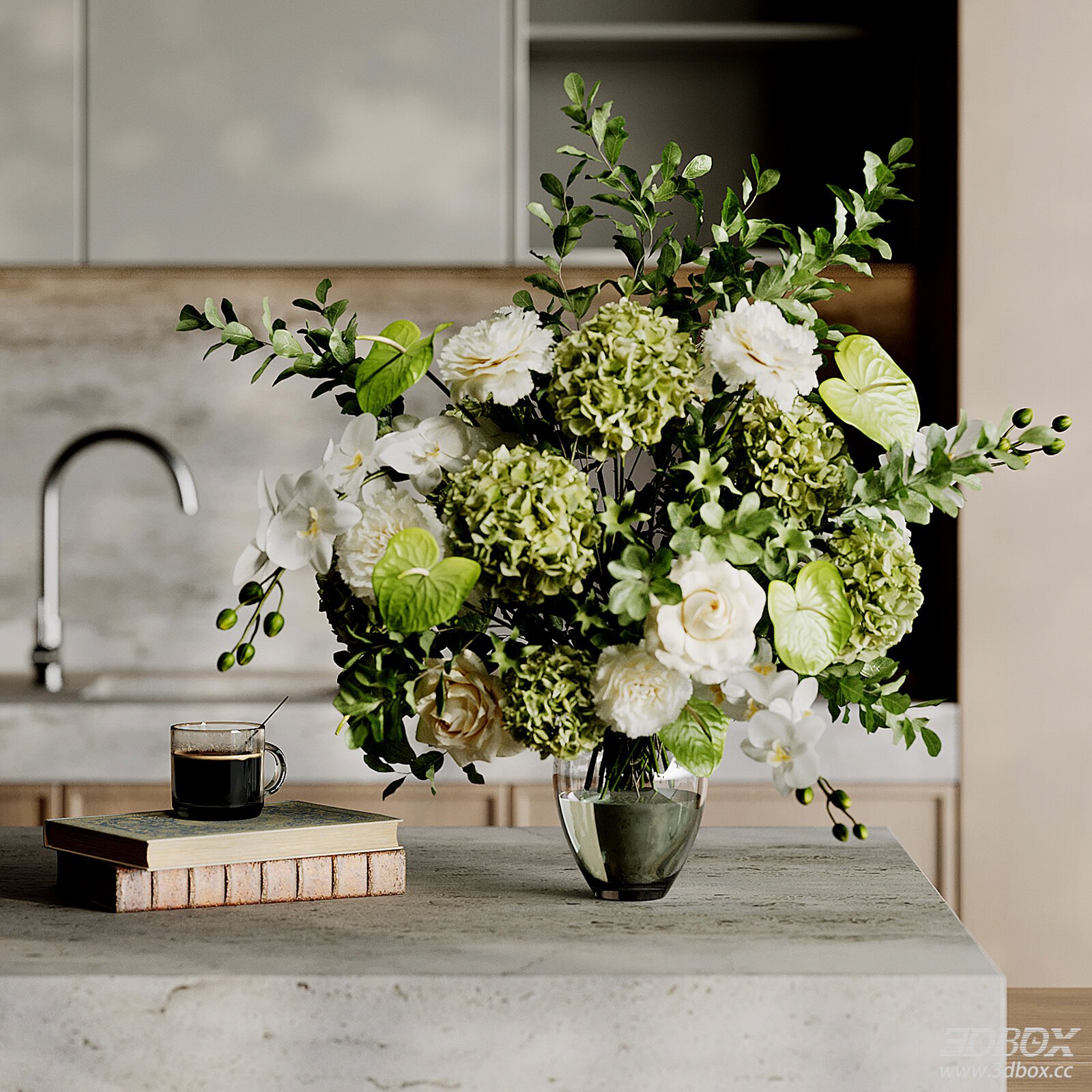 Modern Floral and Book Decor Set