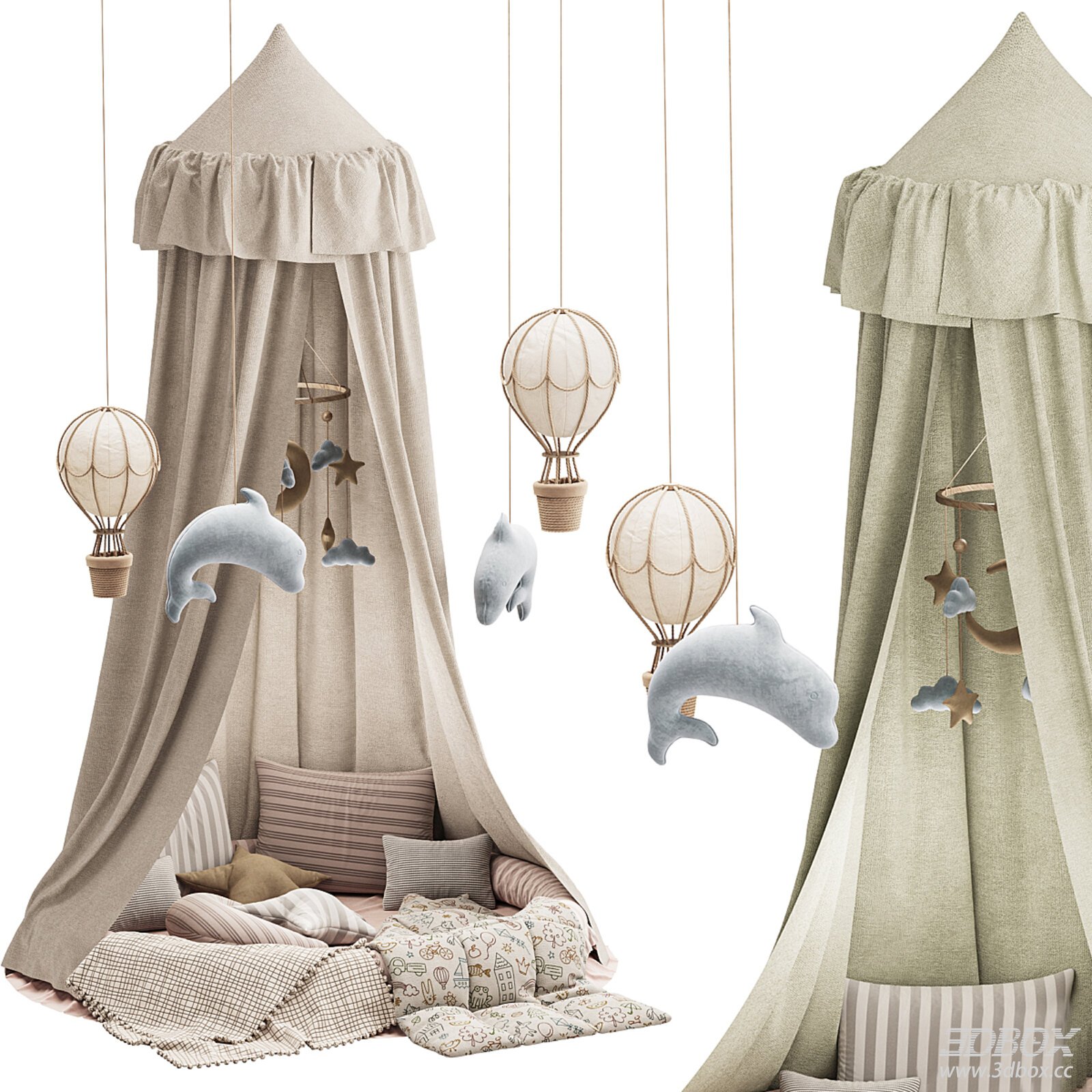 Kids Canopy Bed with Decorative Elements
