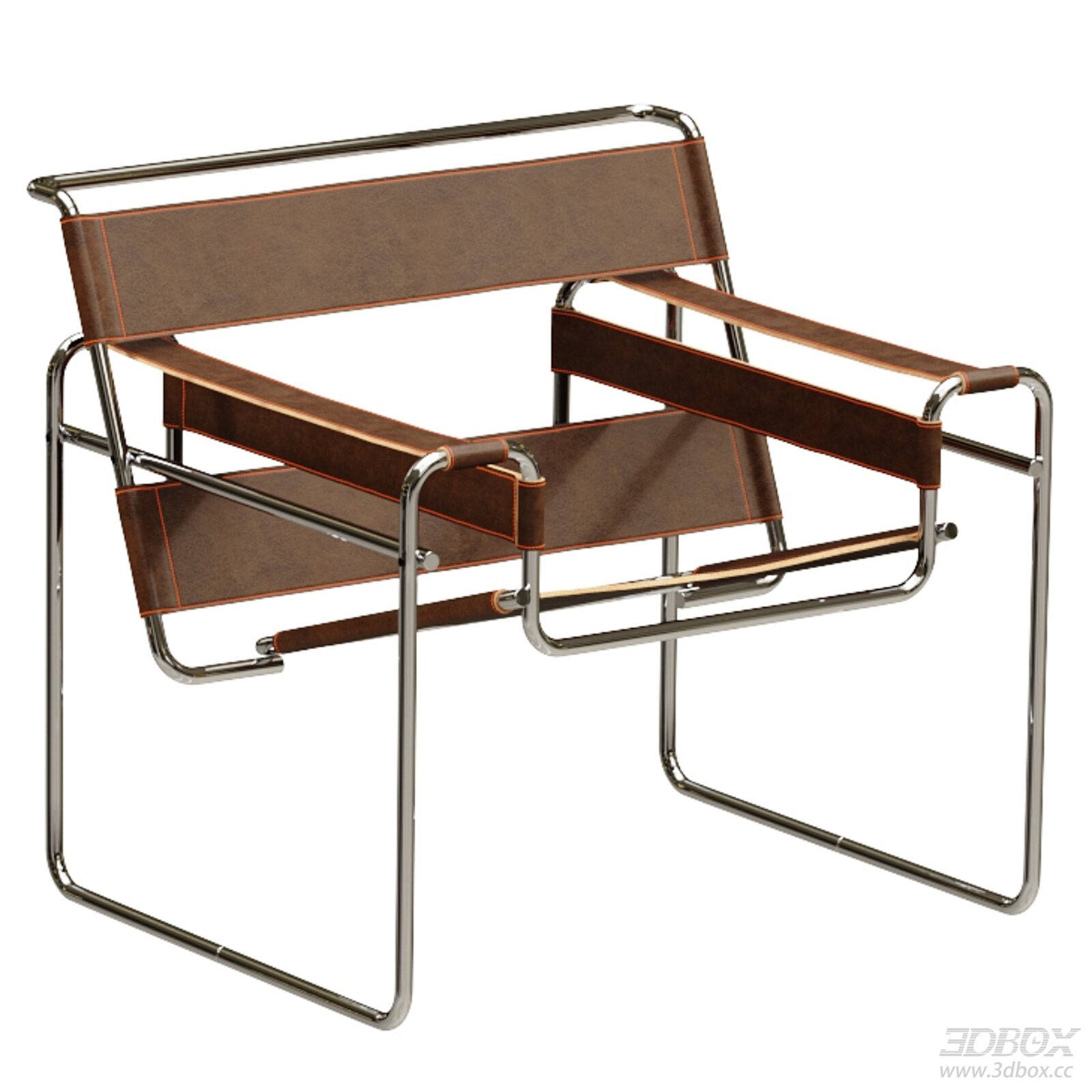 Modern Leather Armchair with Metal Frame