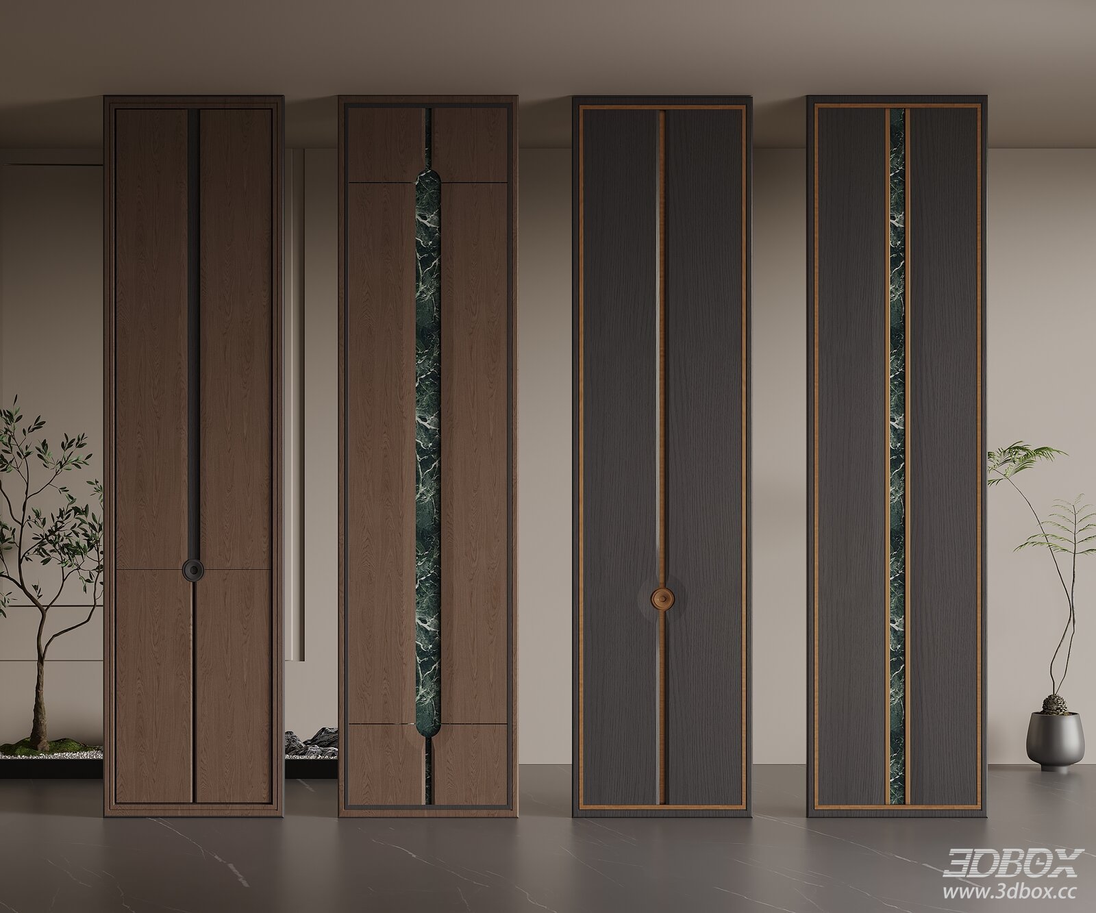 Modern Wardrobe with Marble Inlay