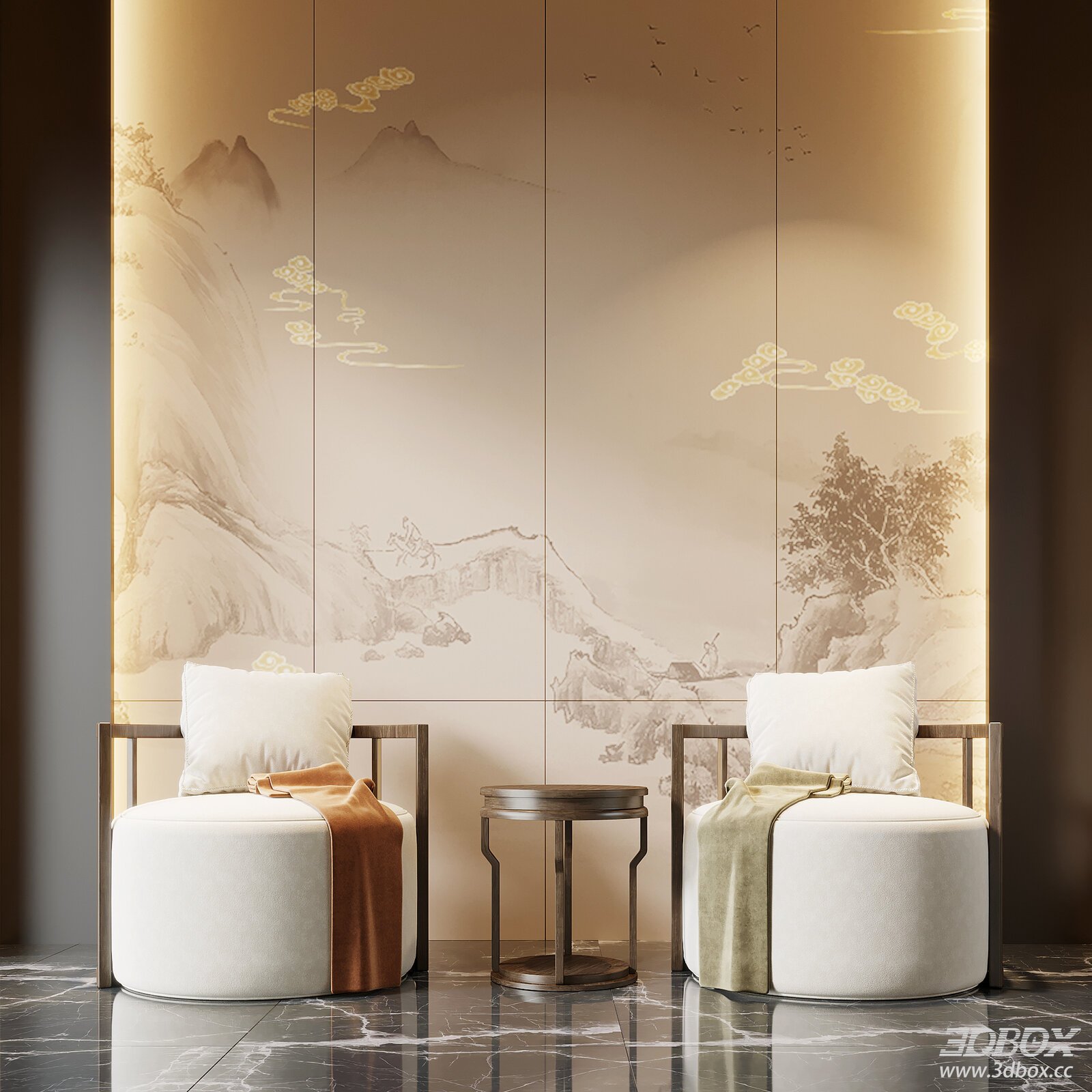 Chinese - style Leisure Single Sofa with Side Table