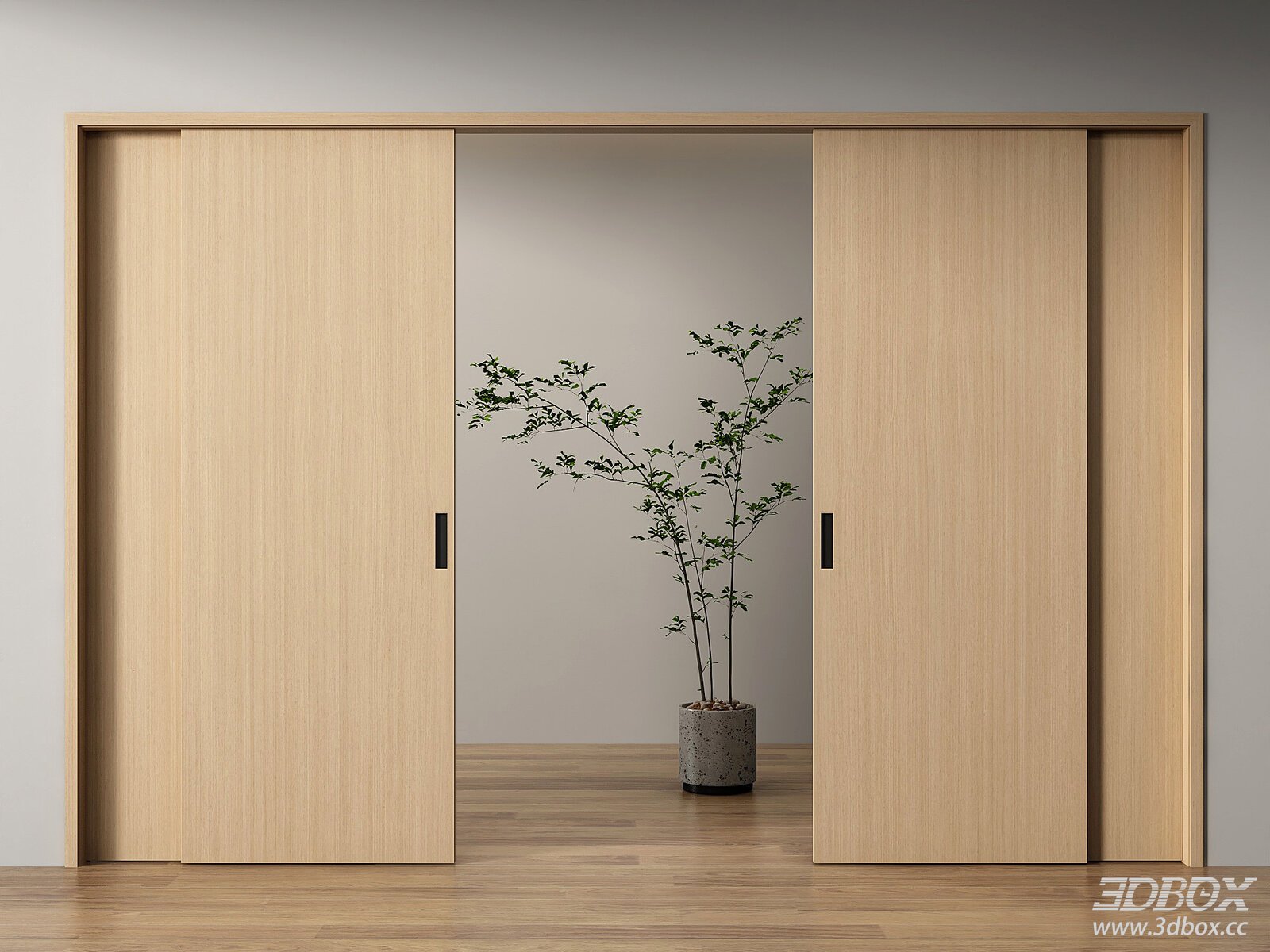 Modern Solid Wood Sliding Door